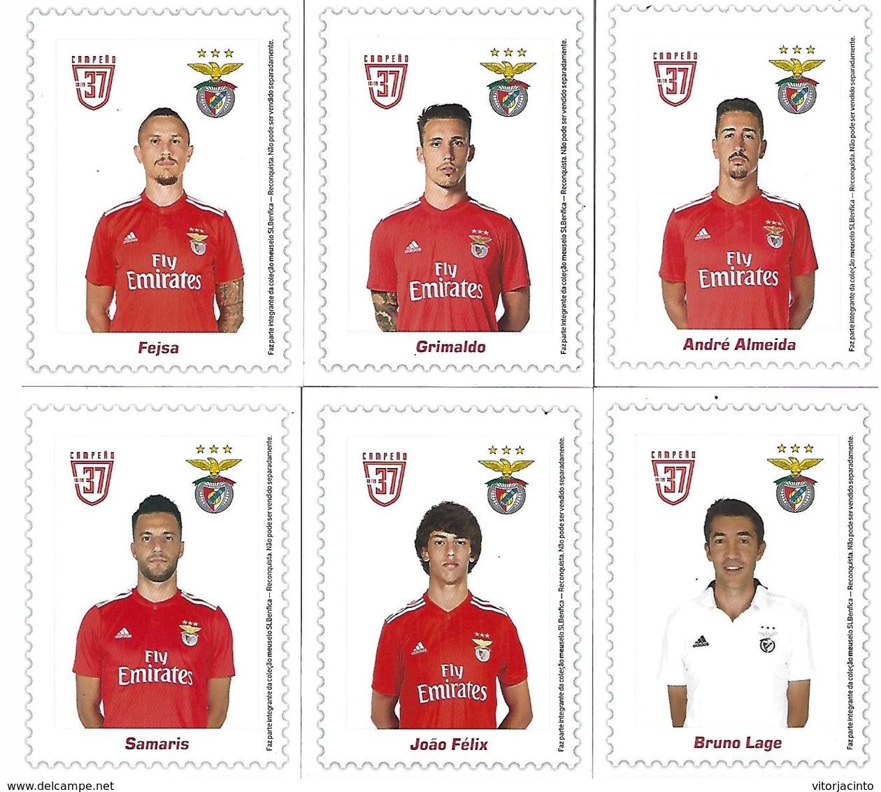 PORTUGAL - 12 Auto-adhesive My Stamp (meuselo), N20g - BENFICA Champion 37th + Post Card + 12 Magnets