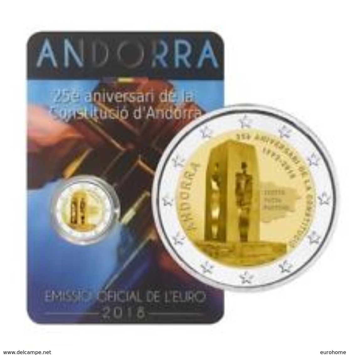 Andorra 2018    2 Euro Commemo  25 Jaar Grondwet (constitution) Van Andorra     UNC Uit De Coincard  !! - Andorre