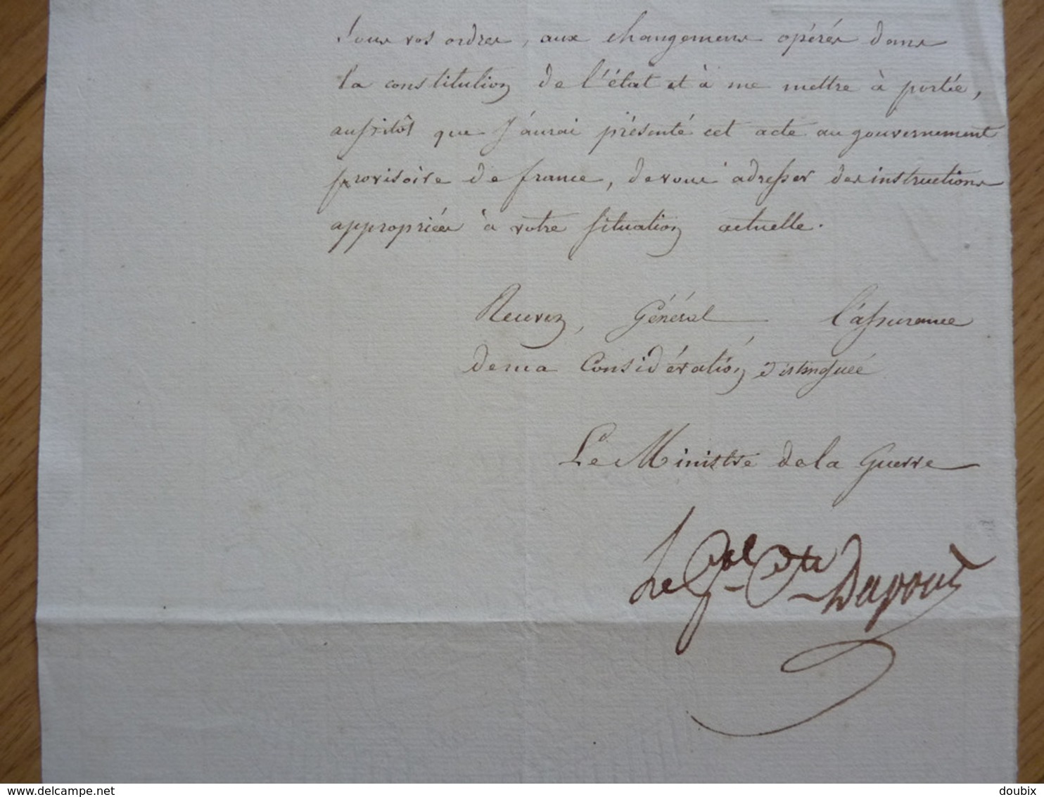 General DUPONT de L'ETANG (1814) Abdication NAPOLEON BONAPARTE. Autographe