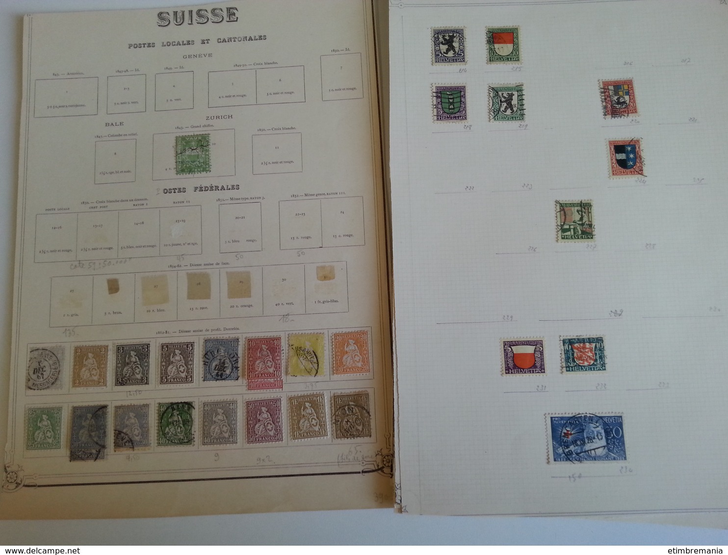 LOT N° 796  SUISSE   un vrac sur page d'albums obl.