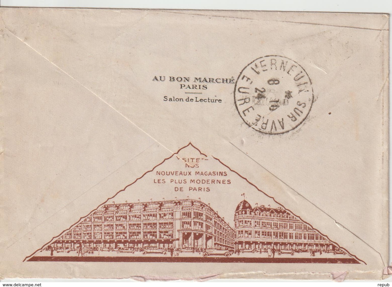 Lettre 1924 De Paris 80 Pour Verneuil Sur Avre Oblit. Krag - 1921-1960: Période Moderne