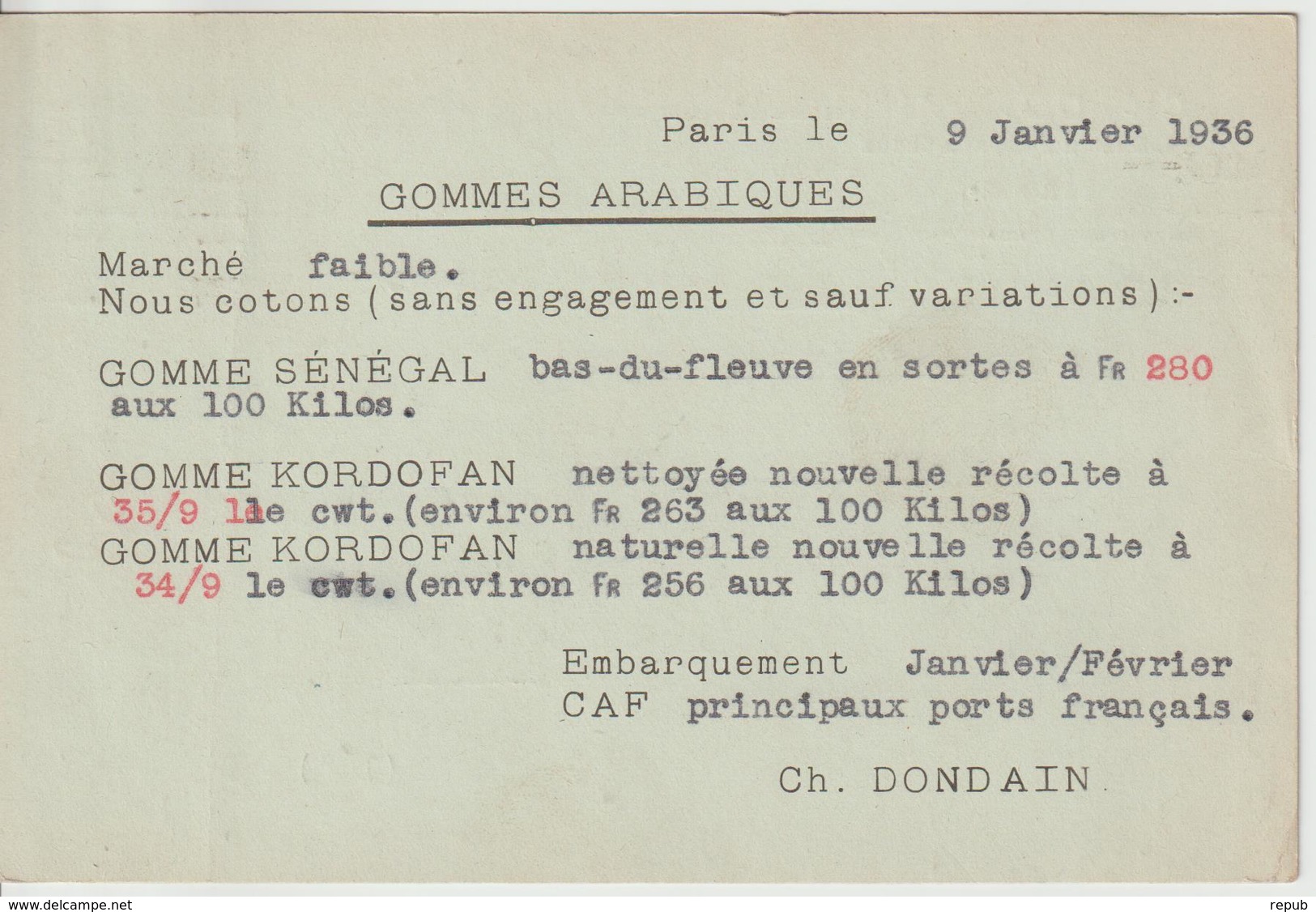 Carte Commerciale 1936 De Paris 103 Pour Paris Oblit. Krag - 1921-1960: Modern Period