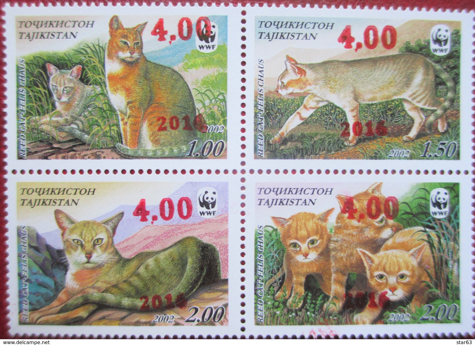 Tajikistan  2016    WWF  Reed  Cat  Red OP On 4v Of 2002  MNH - Tagikistan