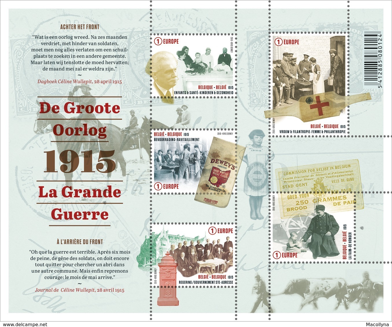 Blok 224** De Groote Oorlog (Het Leven Achter Het Front) 4492/96**/La Grande Guerre (la Vie à L'arrière Du Front) - 1961-2001