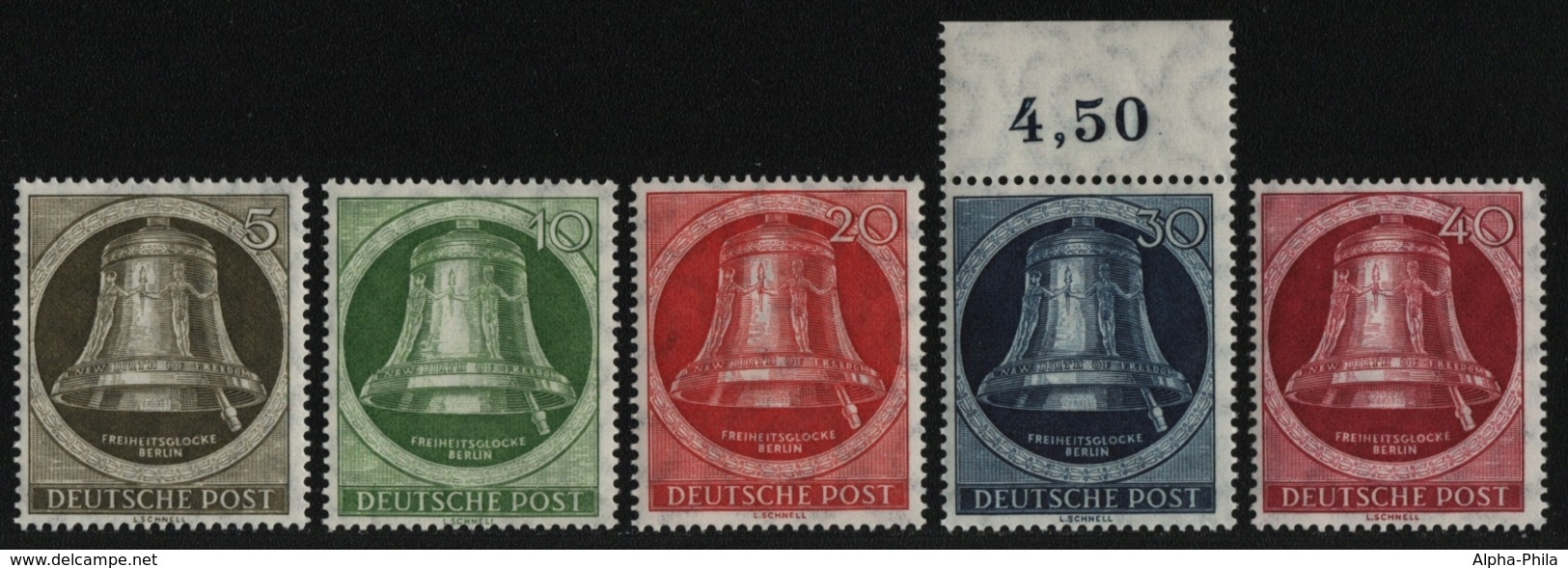 Berlin 1951 - Mi-Nr. 82-86 ** - MNH - Klöppel Rechts (III) - Unused Stamps