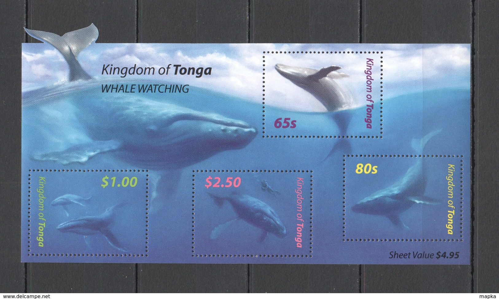 U1002 KINGDOM OF TONGA FAUNA FISH & MARINE LIFE WHALE WATCHING 1KB MNH - Baleines