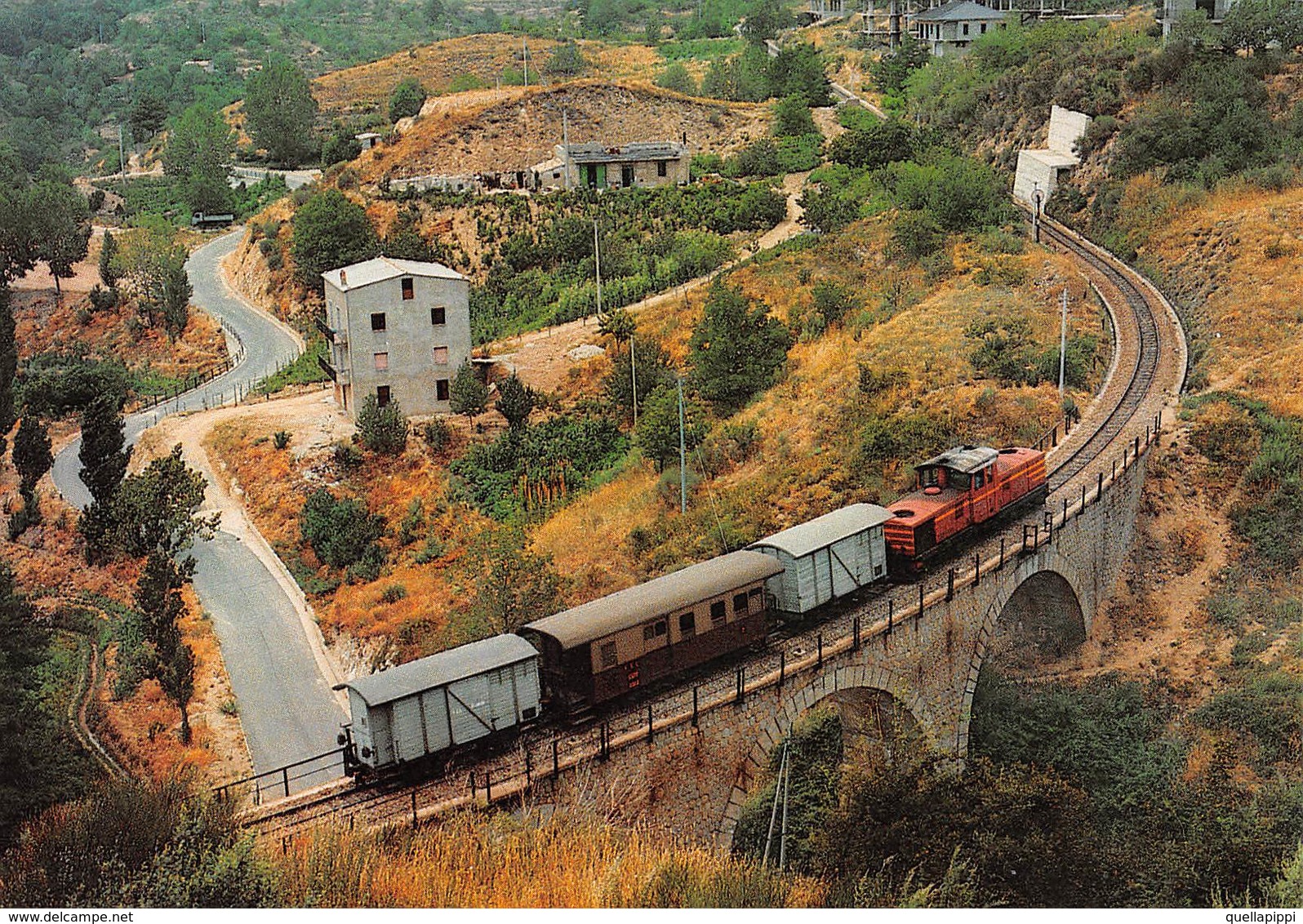 09441 "FERROVIE CALABRO/LUCANE-LINEA COSENZA-S. GIOVANNI IN FIORE-LOCOMOTORE LM4 606 - 1982"  CART NON SPD - Trenes