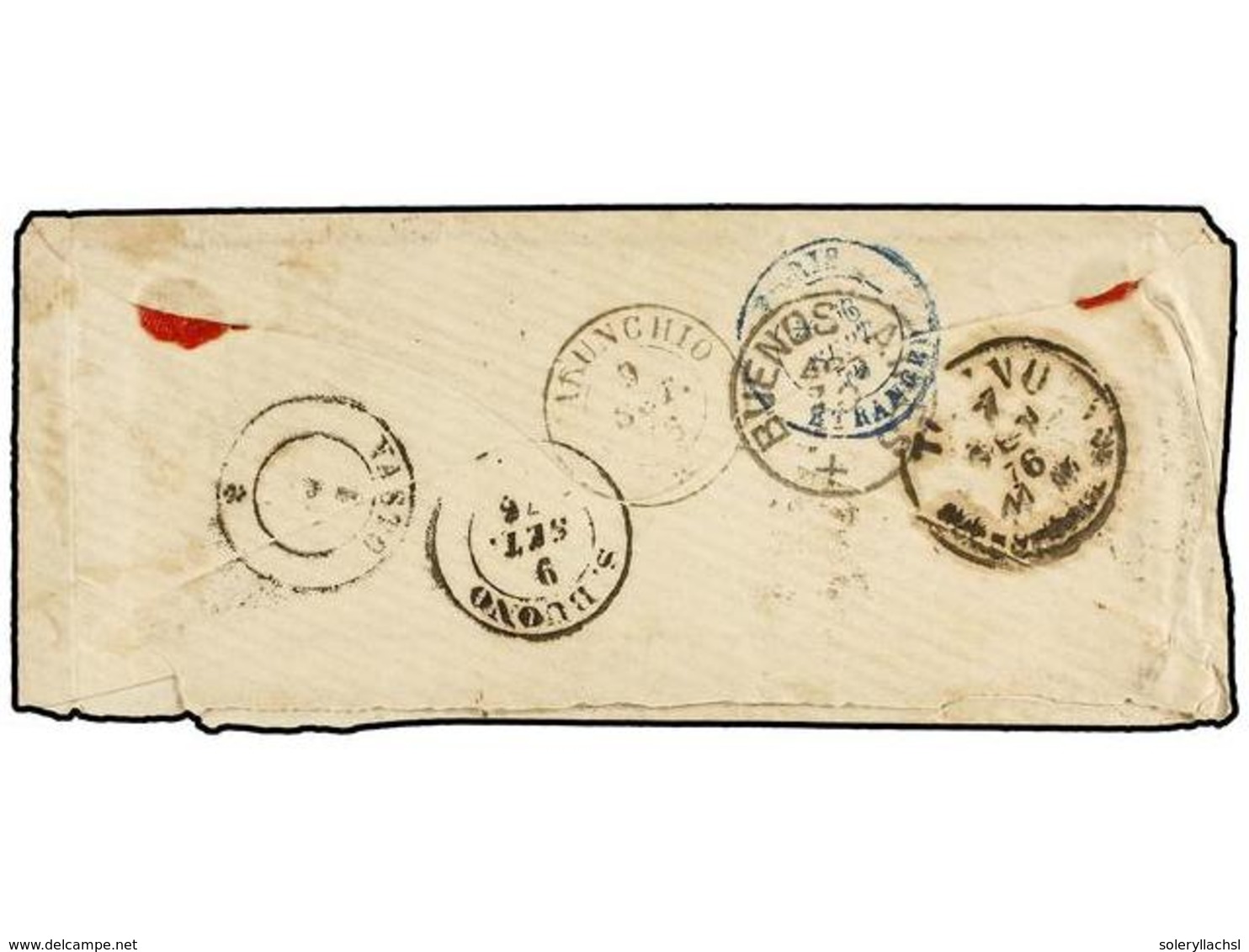 ARGENTINA. 1876. Carta Salida Del Interior De Argentina Franqueada Probablemente Con Un Sello De 5 Cts. (fechador...OYA) - Otros & Sin Clasificación