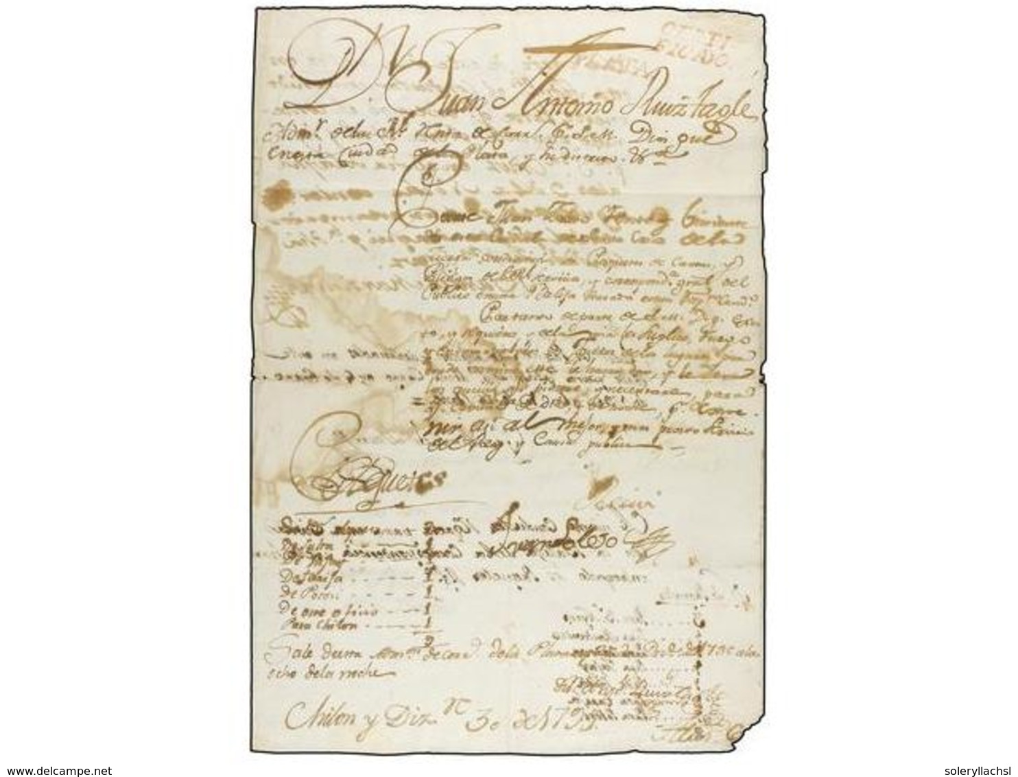 BOLIVIA. 1795 (30 Diciembre). CORREO EXTRAORDINARIO (yente Y Viniente) De LA PLATA A SANTA CRUZ Y CHILON Con Varios Paqu - Other & Unclassified