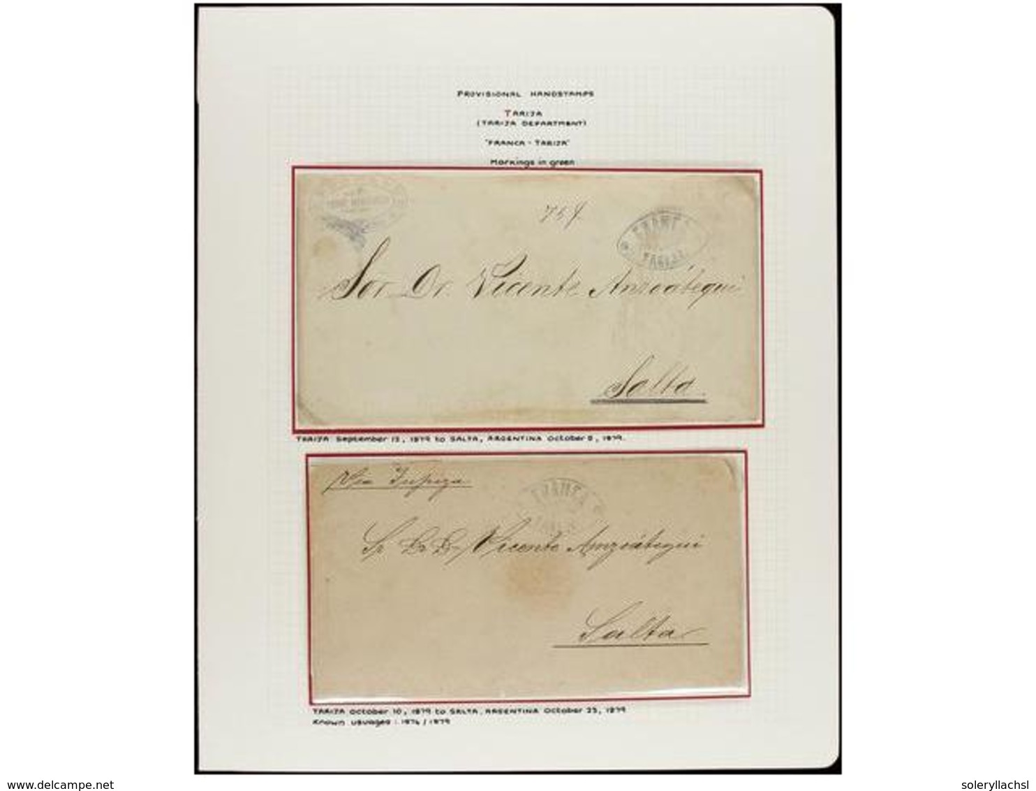 BOLIVIA. 1879-1883. GUERRA DEL PACIFICO. Siete Cartas Circuladas Desde TARIJA (3), PADILLA, LA PAZ, POTOSI Y COTAGAITA C - Autres & Non Classés