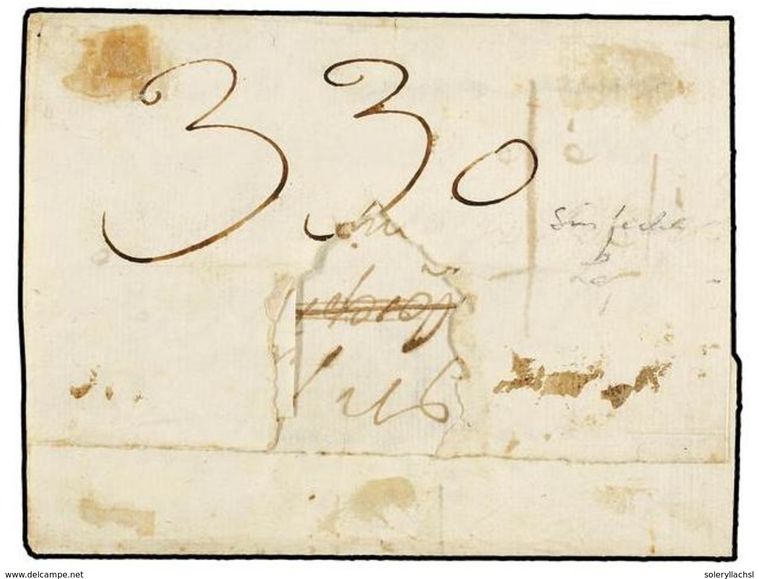 CHILE. (1770 CA.). SANTIAGO A BUENOS AIRES. Carta Con Texto (sin Orgien Ni Fecha) Marcas CHYLE Y FRANCA En Tinta De Escr - Autres & Non Classés