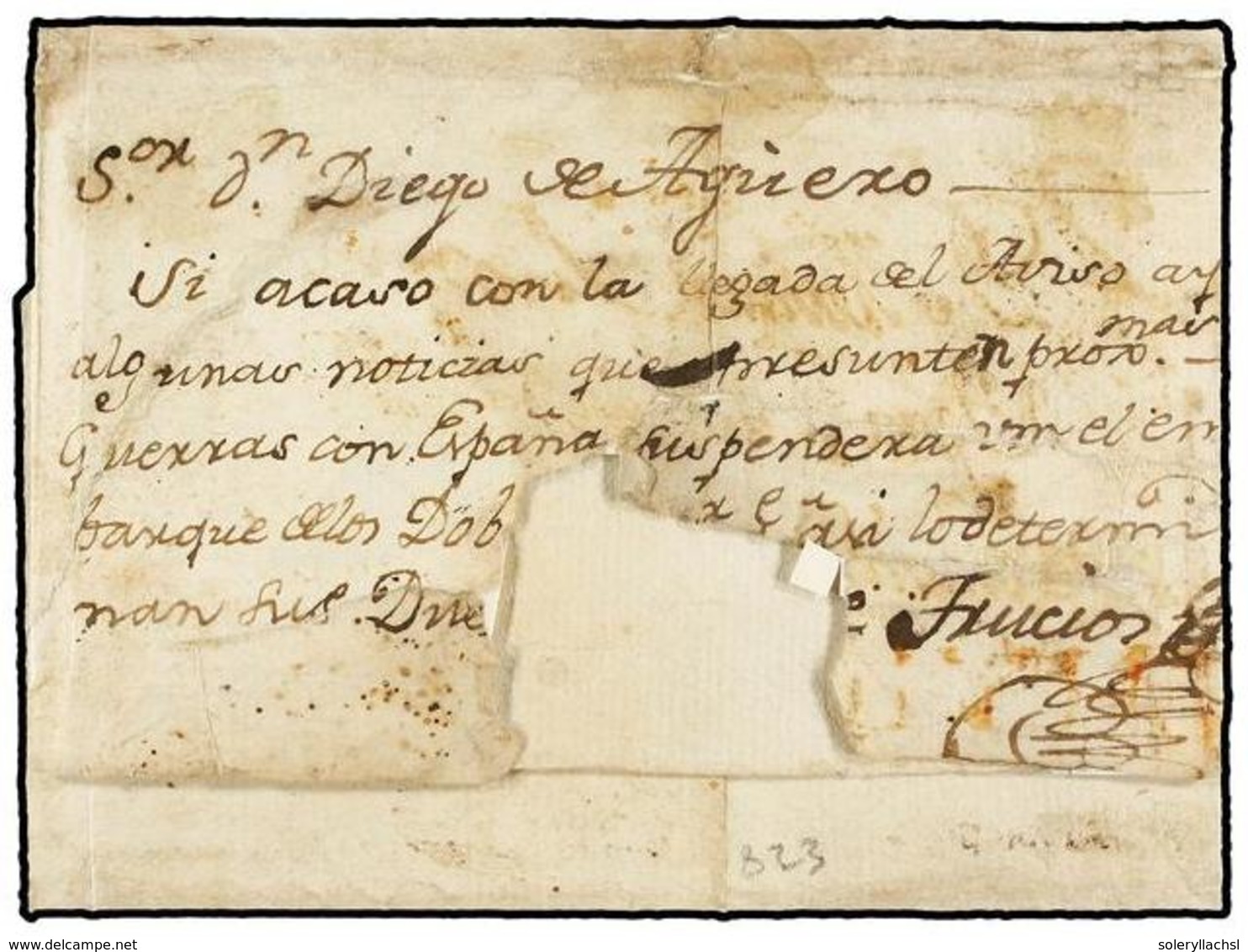 CHILE. 1778 (5 Diciembre). SANTIAGO A BUENOS AIRES. Envuelta Fechada En El Interior. Marcas CHYLE Y FRANCA En Rojo, Tari - Autres & Non Classés