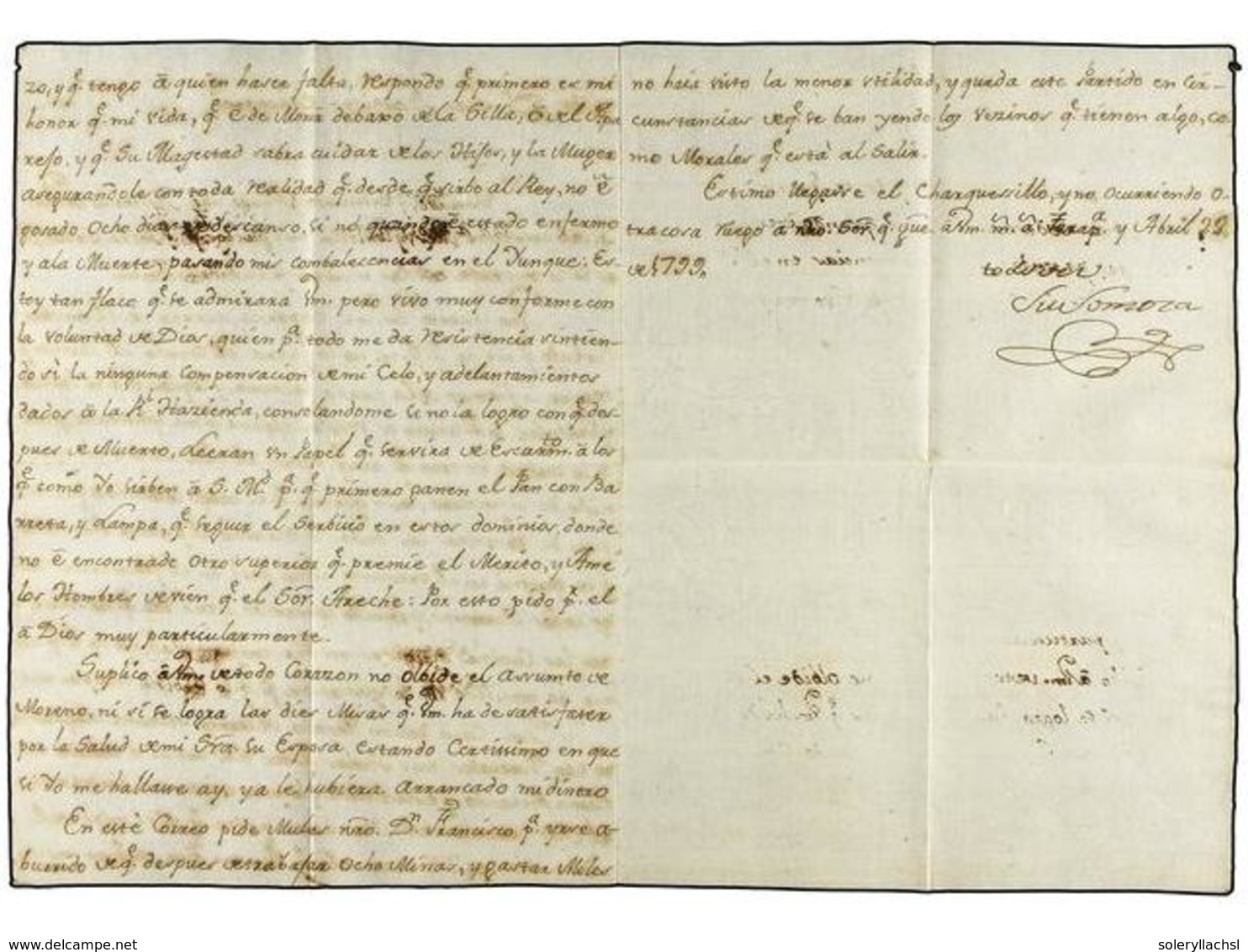 CHILE. 1799 (28 Abril). TARAPACA A AREQUIPA. Carta Completa Enviada Privadamente Hasta LIMA (indicación En El Interior " - Sonstige & Ohne Zuordnung