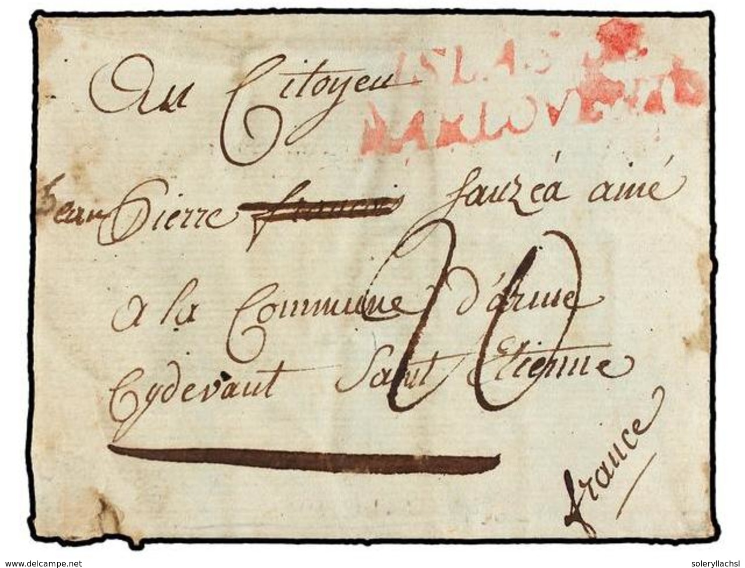 CUBA. 1798 (7 Agosto). LA HABANA A ST. ETIENNE (Francia). Carta Completa Con Texto, Marca De Entrada ISLAS DE/BARLOVENTO - Autres & Non Classés