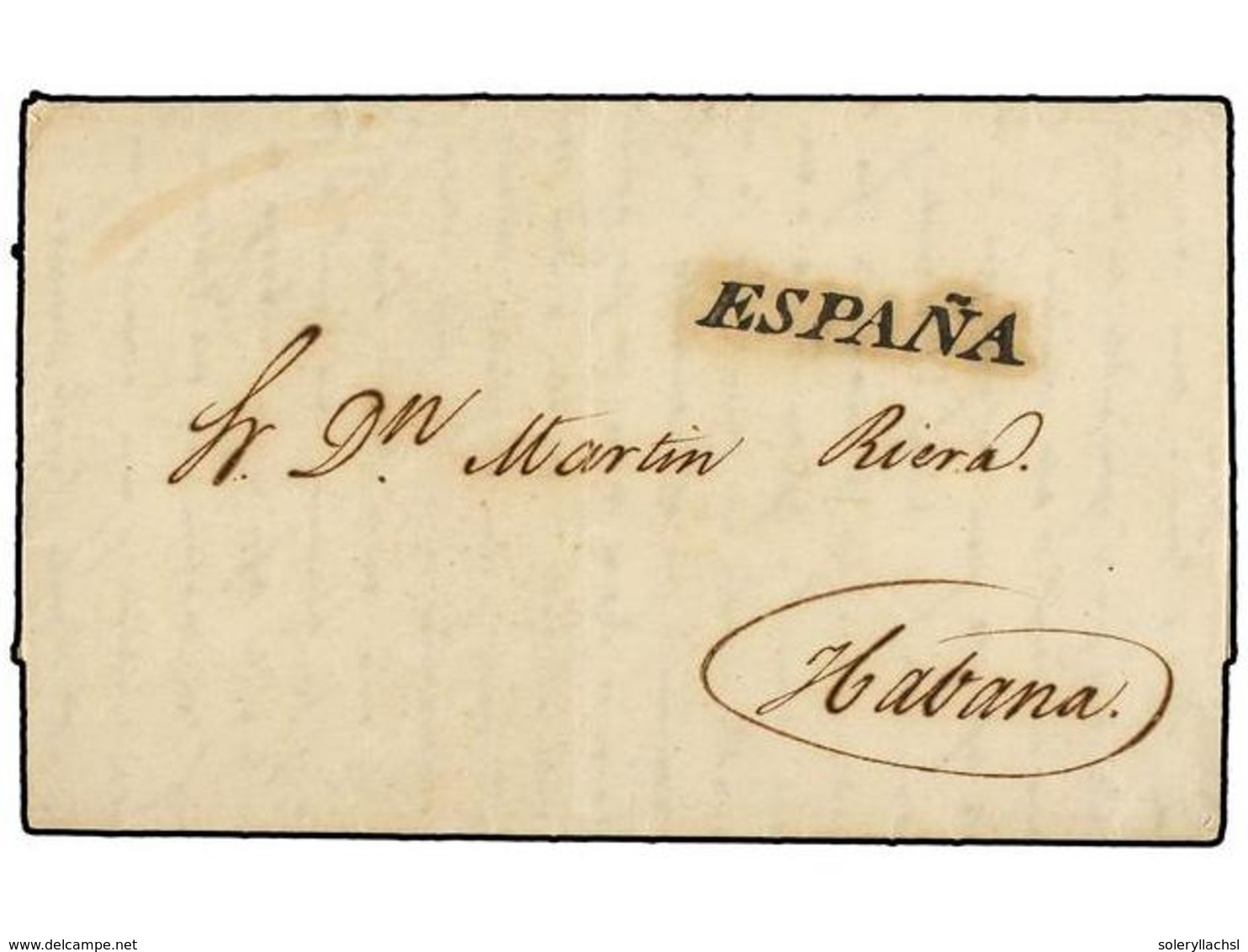 CUBA. 1840 (25 Mayo). SANTANDER A LA HABANA. Marca De Llegada ESPAÑA En Negro. PRECIOSA Y RARÍSIMA. - Otros & Sin Clasificación