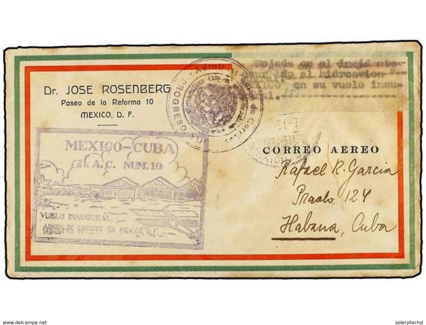 CUBA. 1931. MÉXICO A LA HABANA. Vuelo Inusual Accidentado Cerca De Progreso (México). El Hidroavión Cayó Al Agua, La Cor - Autres & Non Classés
