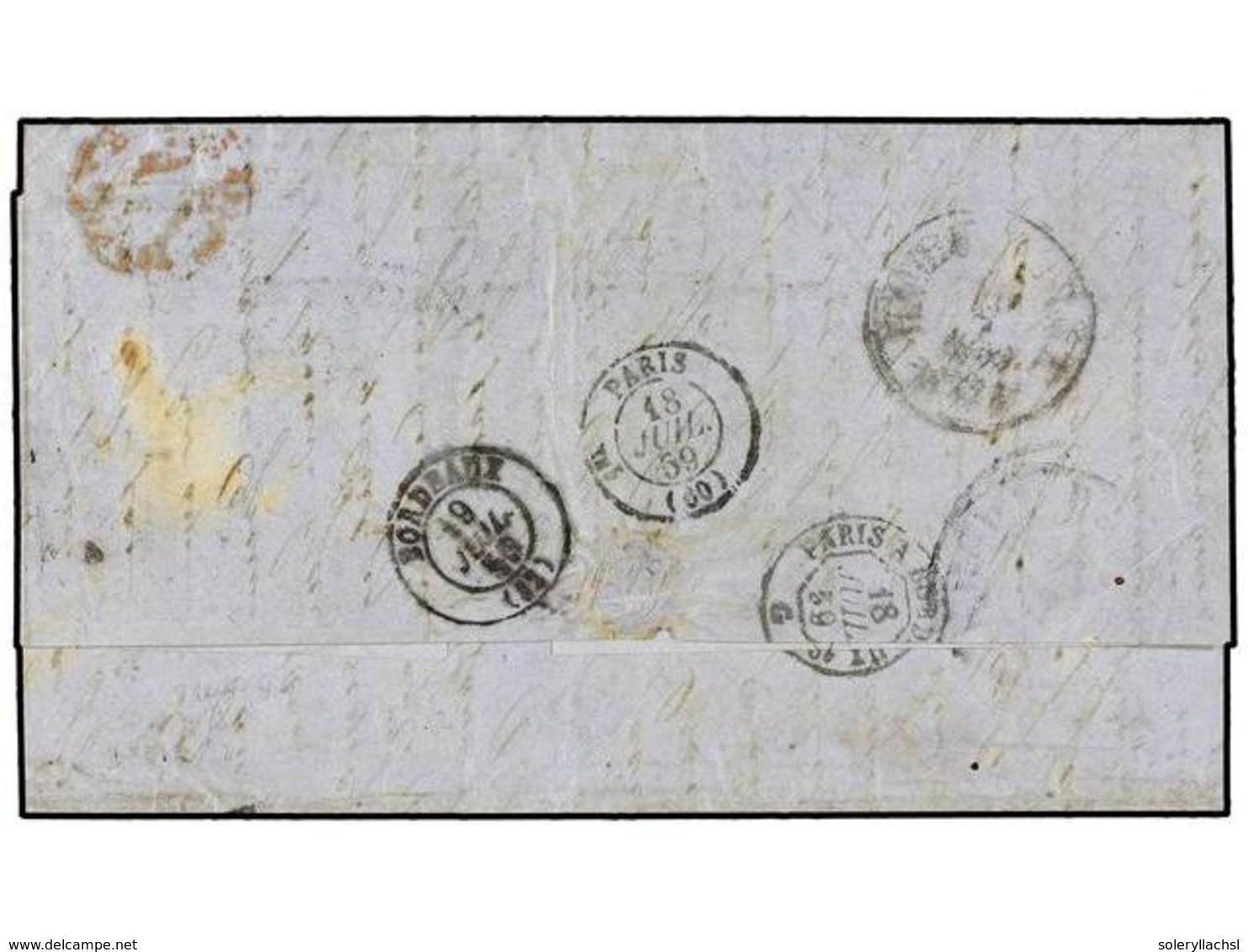 DINAMARCA. 1859 (July 15). Entire Letter From COPENHAGEN To BORDEAUX Franked At 48 Sk Rate With Horizontal Strip Of Thre - Other & Unclassified