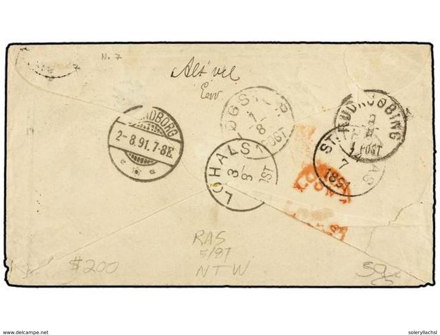 ANTILLAS DANESAS. 1891. CRISTIANSSTED To LOGSTOR And Redirected. Postal Stationary Envelope Uprated With Two Stamps Of 4 - Otros & Sin Clasificación