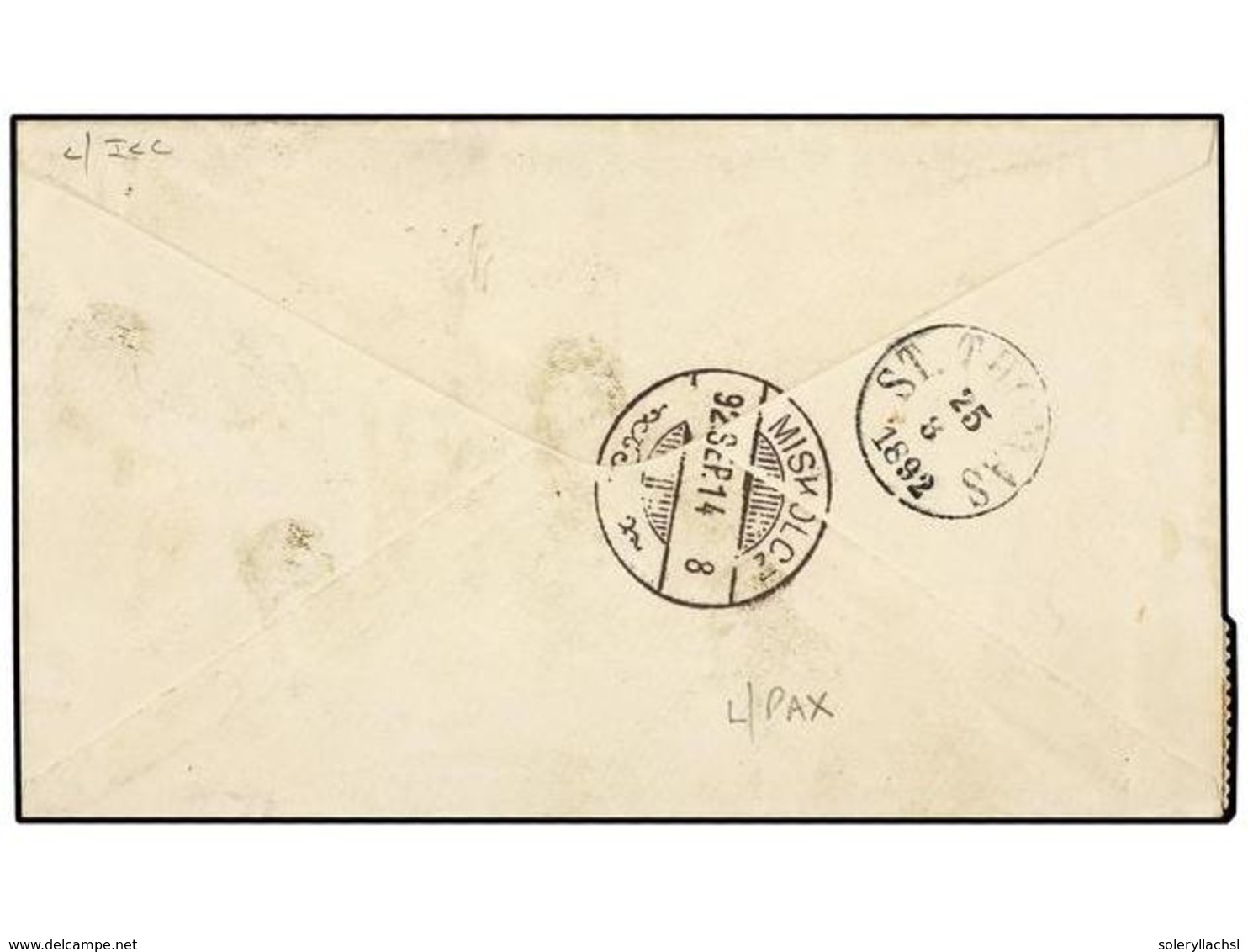 REPUBLICA DOMINICANA. Sc.88, 89 (2), 91. 1892. PUERTO PLATA A HUNGRÍA. Sobre De 5 Ctvos. Azul Con Franqueo Adicional De  - Otros & Sin Clasificación