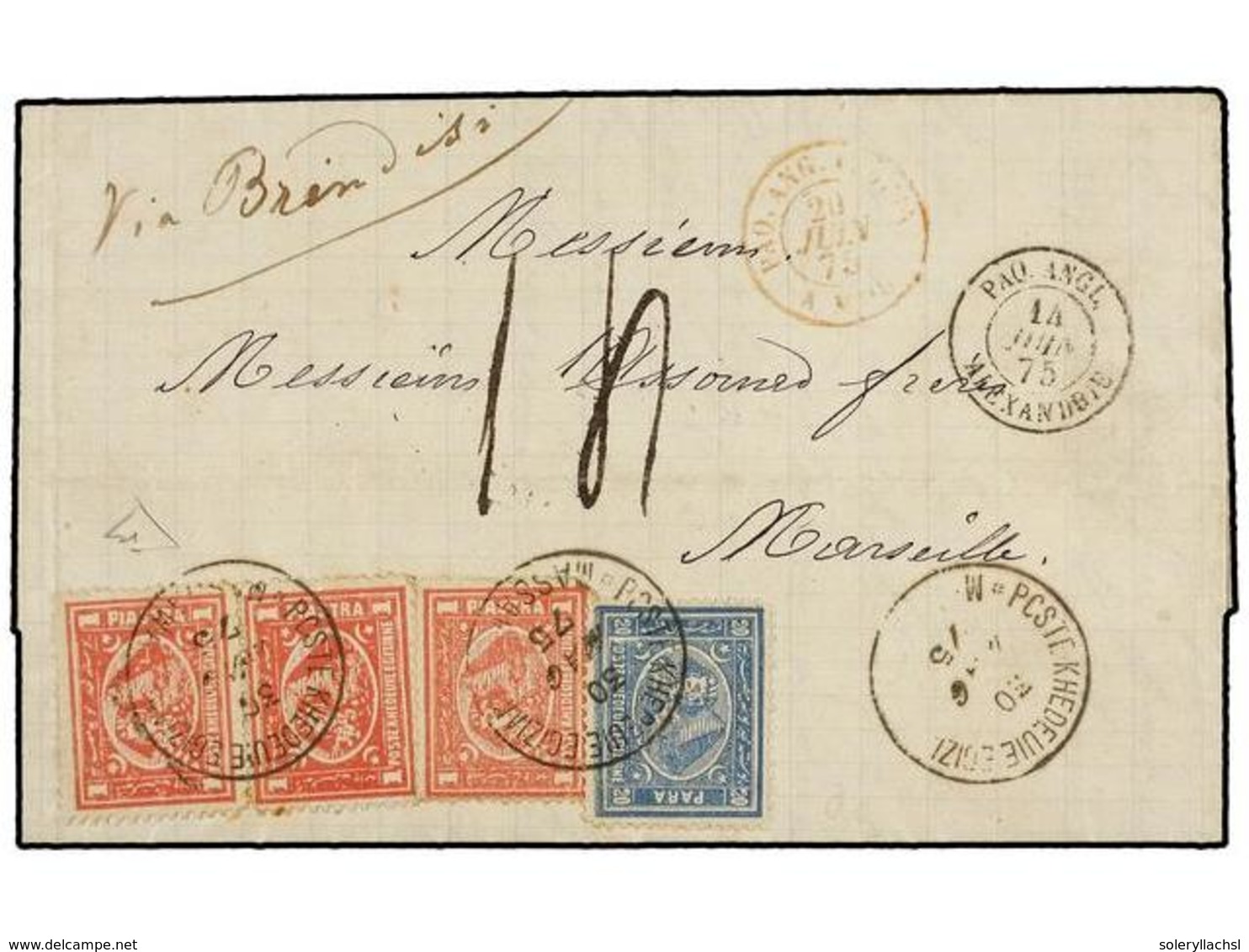 EGIPTO. 1875 (Mai 27). MASSAWA (Eritrea) To MARSEILLE (France). Entire Letter With Full Contents. Franked By 1872 20 Pa. - Autres & Non Classés