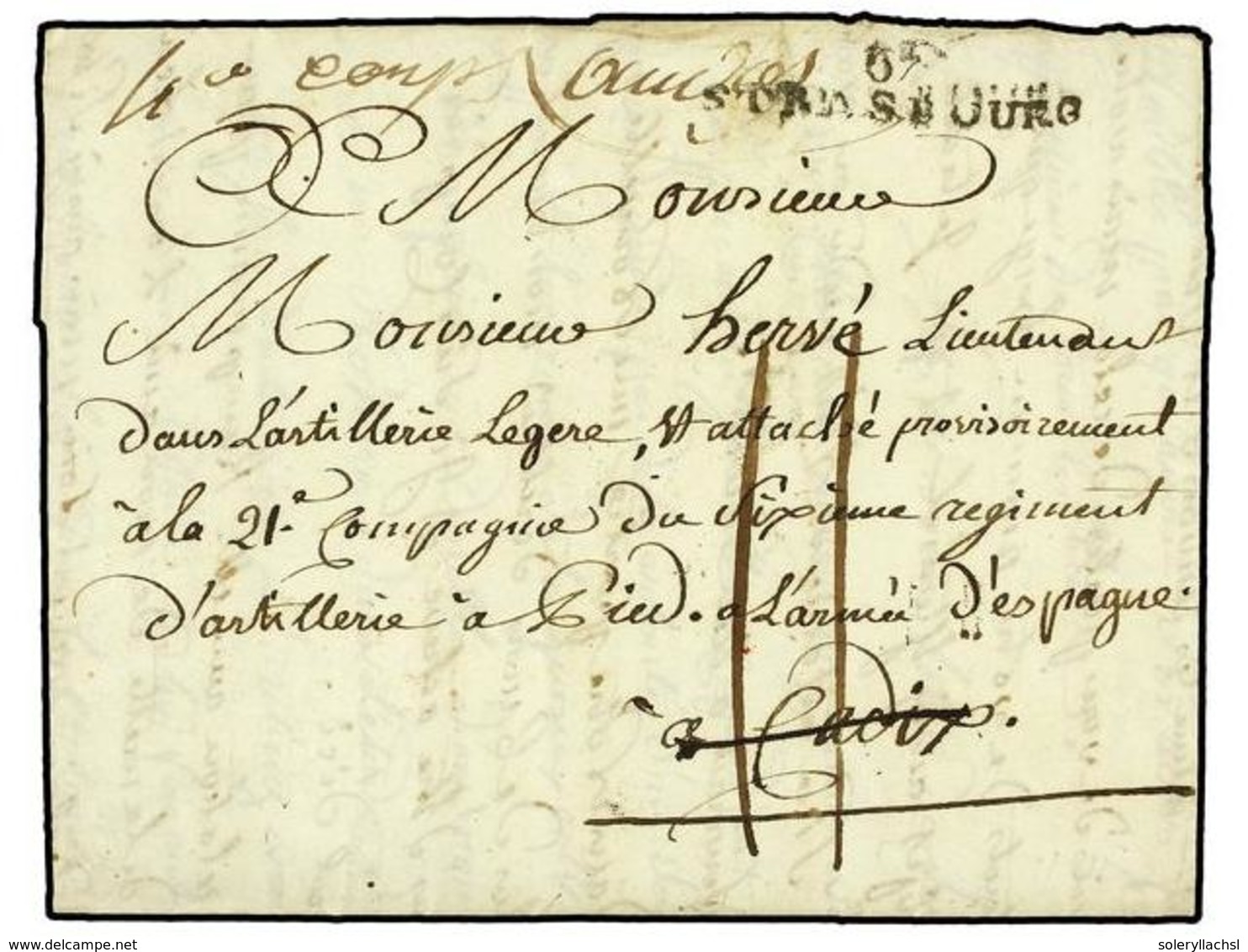 ESPAÑA: PREFILATELIA. 1811 (17 Julio). EJÉRCITOS FRANCESES. STRASBOURG (Francia) A CÁDIZ Reexpedida Al Estado Mayor Del  - Other & Unclassified