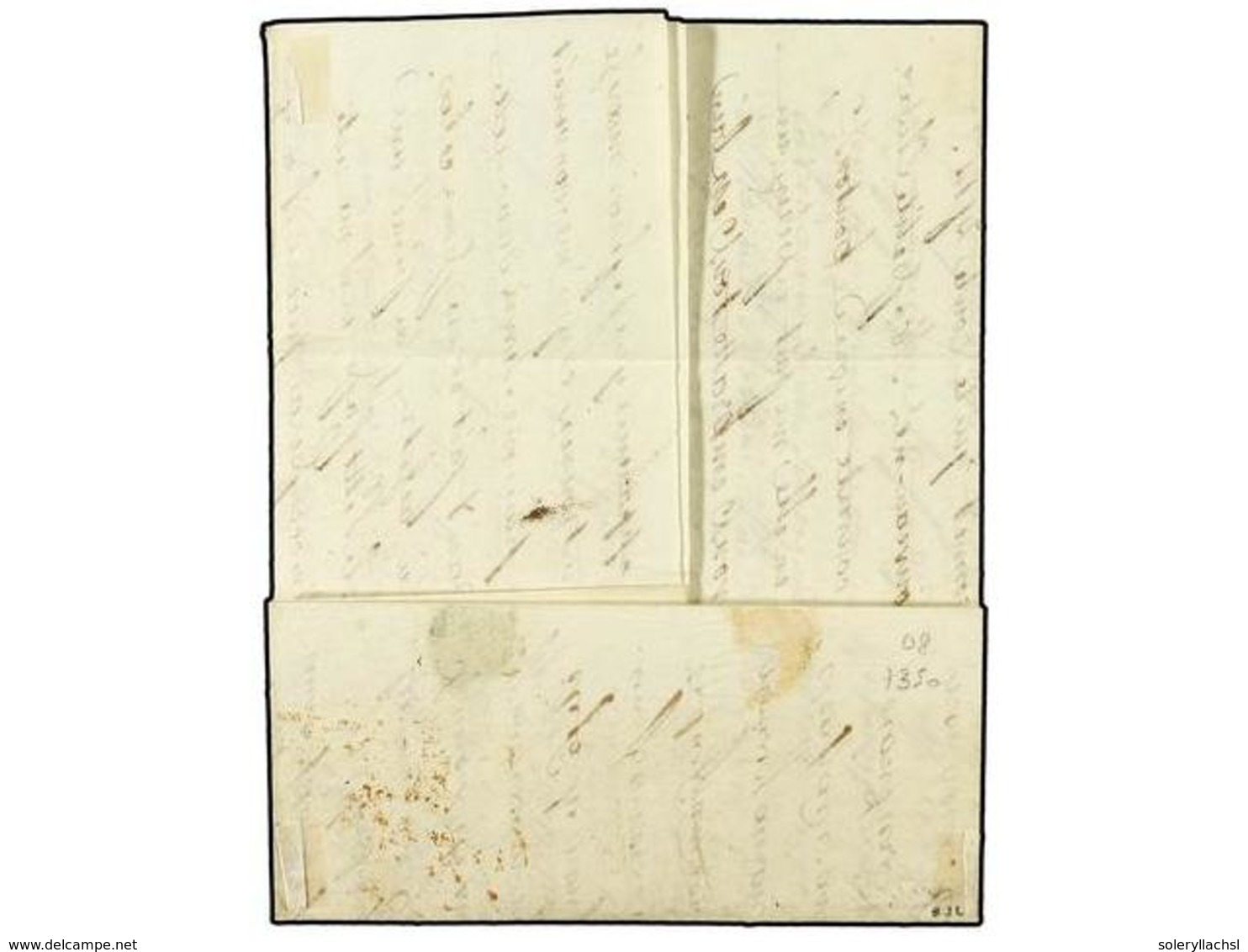 ESPAÑA: PREFILATELIA. (1823 CA.). Carta Completa Sin Fechar MENTON A PERPIGNAN. Marca Al Dorso DEB./BAU.SEDENTAIRE/DE PE - Autres & Non Classés