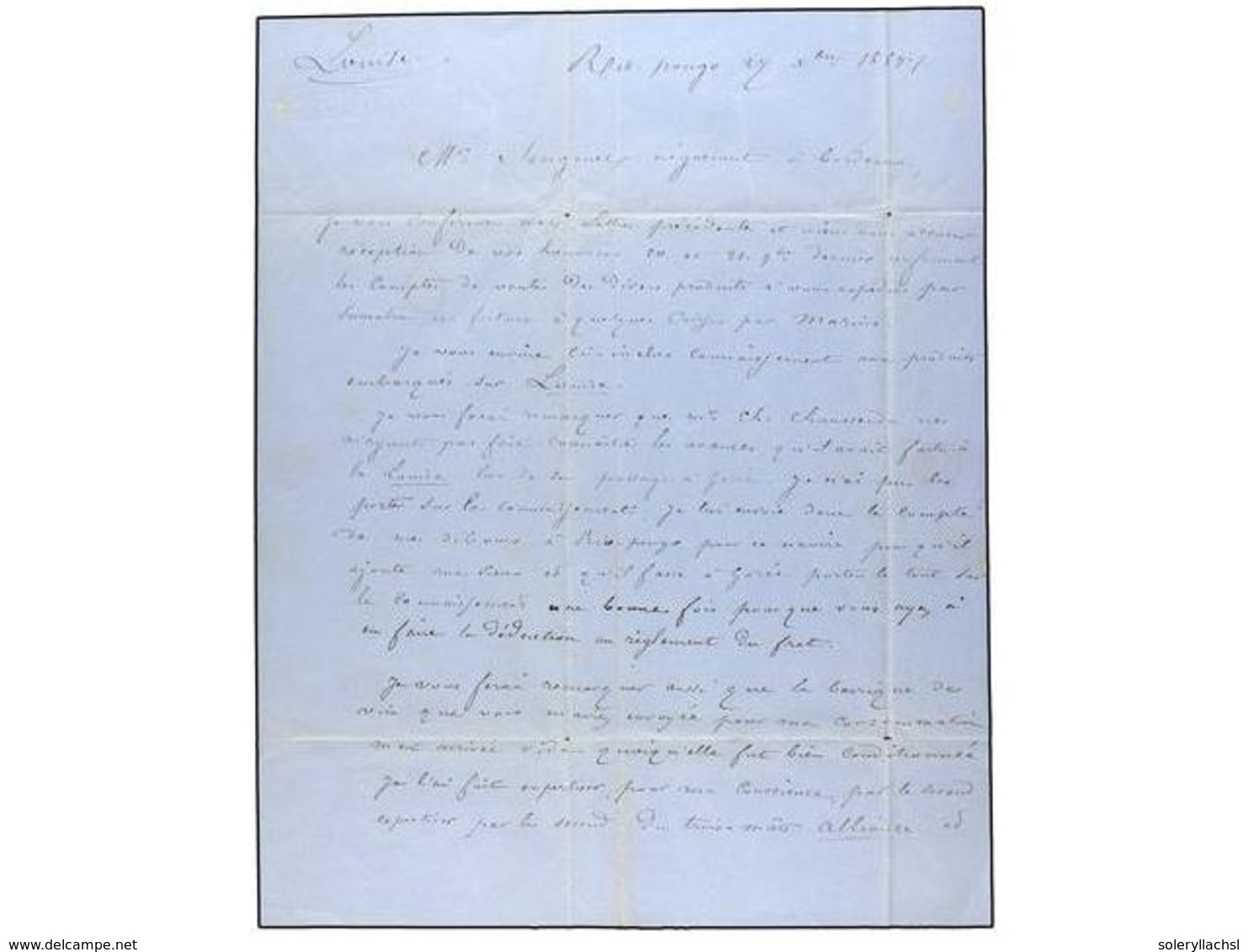 GUINEA FRANCESA. 1859. RIO PONGO To FRANCE. Entiere Letter Send By British Ship Via Senegal, Blue GOREE/* Datestamps On  - Autres & Non Classés