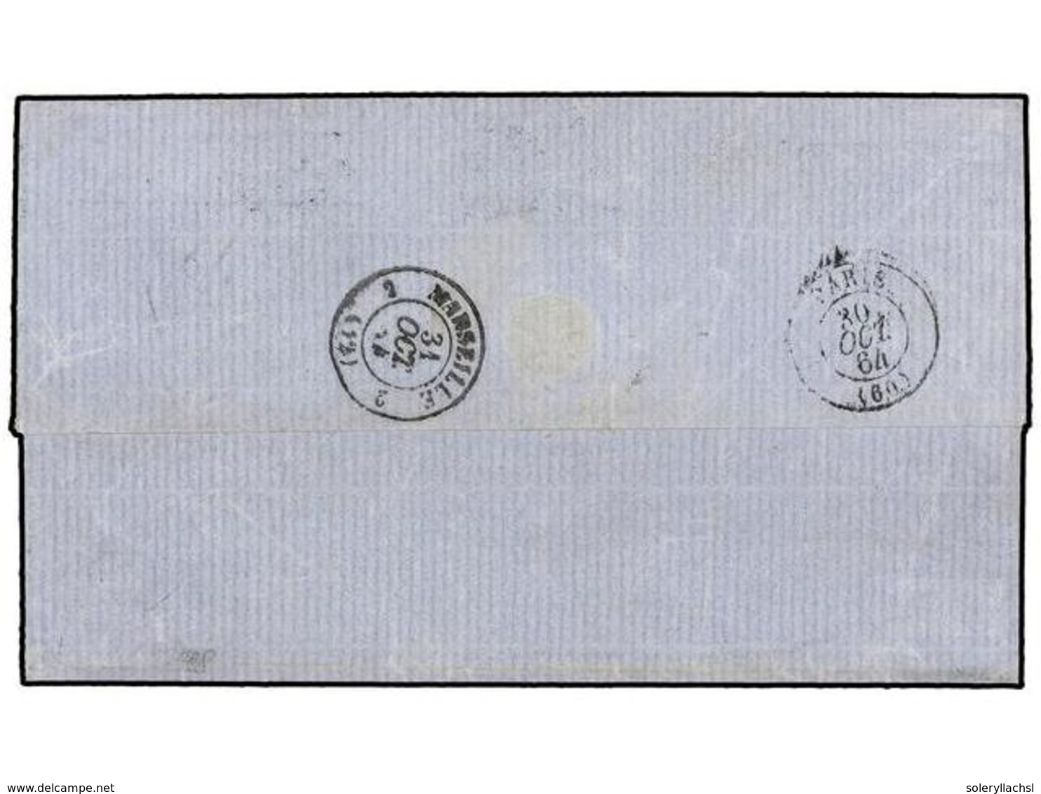 GUADALUPE. 1864. POINTE A PITRE A FRANCIA. Envuelta Circulada Con Una Tira De Tres Del 10 Cts. Bistre Y 40 Cts. Matasell - Autres & Non Classés