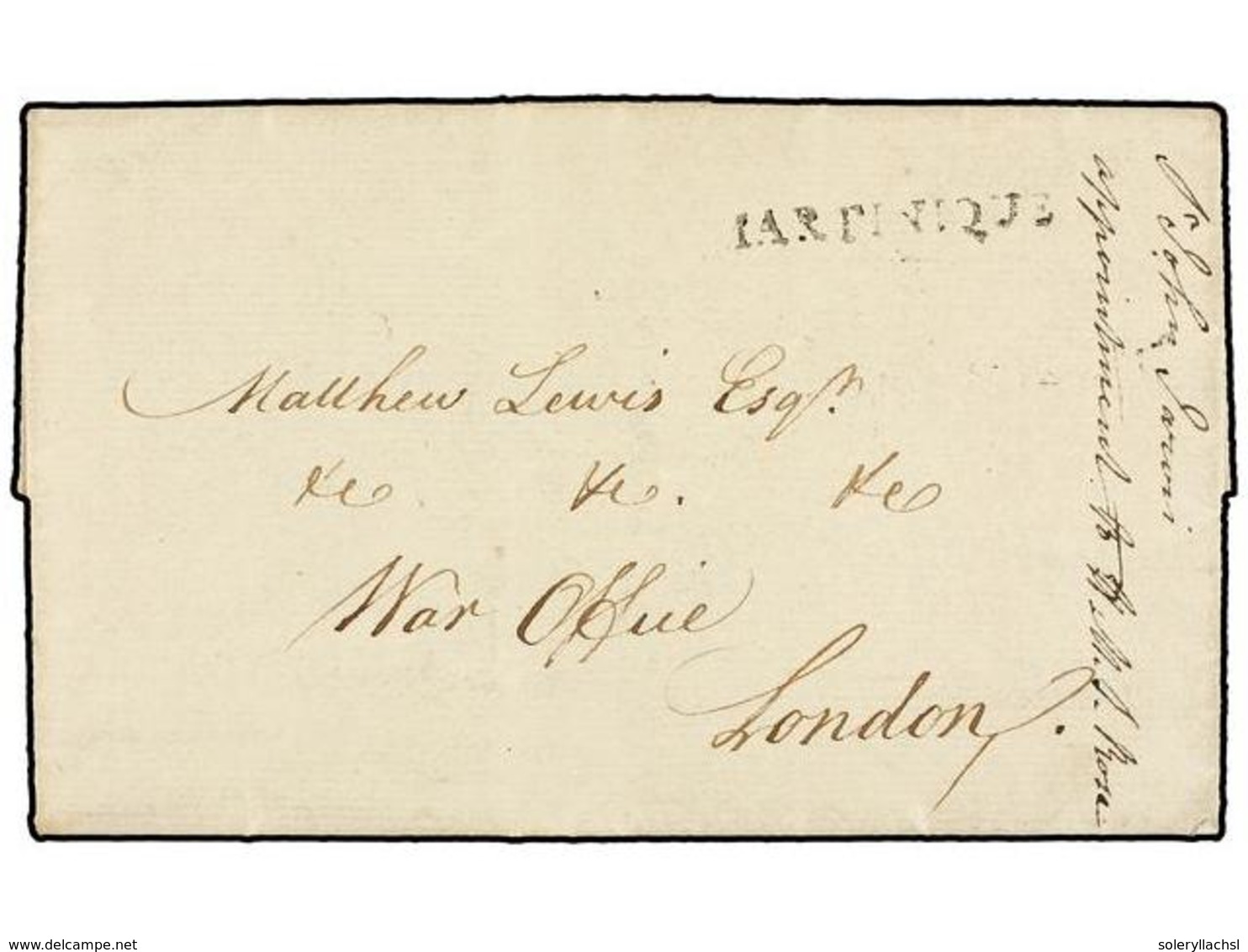 MARTINICA. 1794 (9 Septiembre). TROIS ISLETS (Martinique) To LONDON. SECOND BRITISH OCCUPATION (23th March 1794 Until 27 - Autres & Non Classés