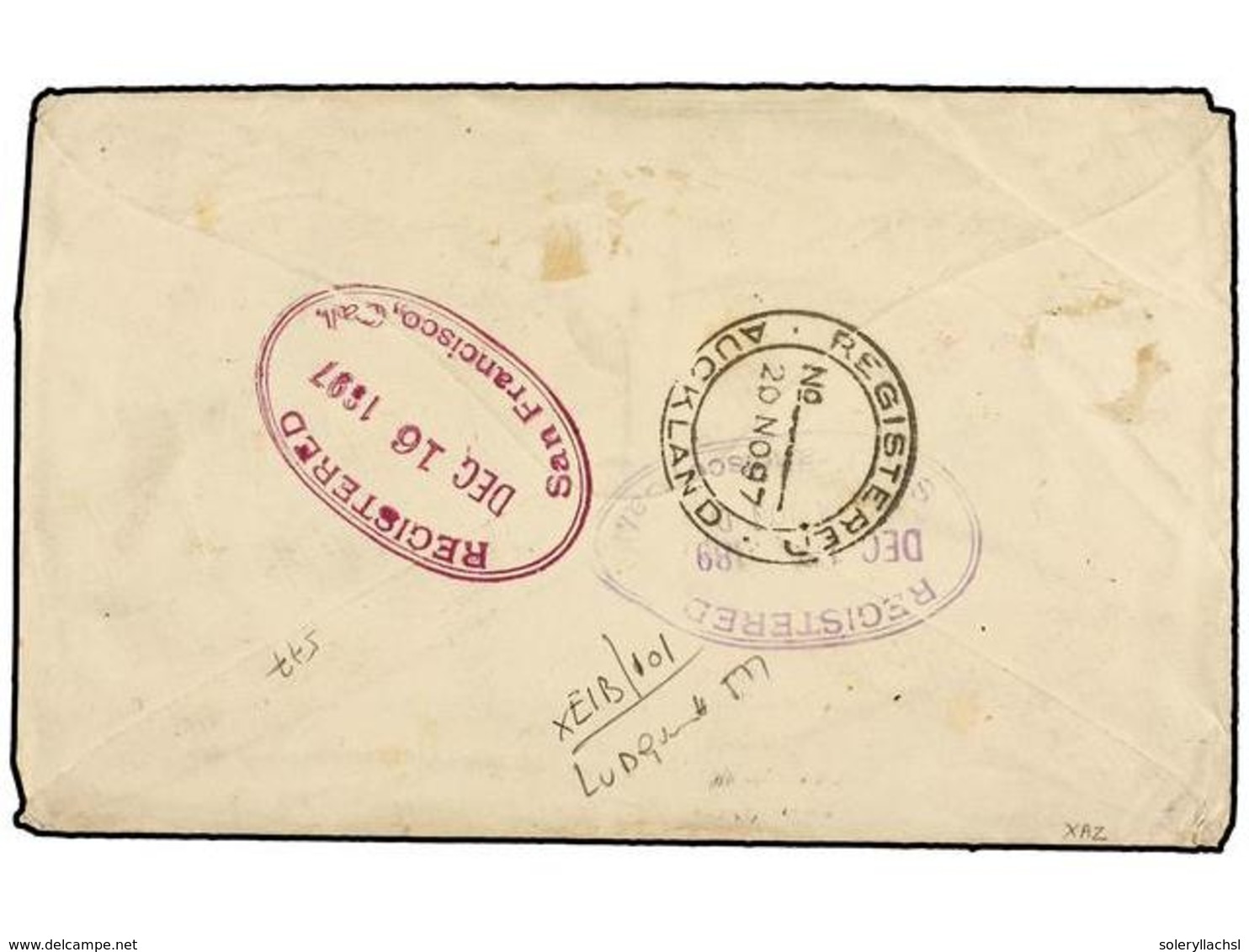 COOK. Sg.6/10. 1897. RAROTONGA To SAN FRANCISCO. Envelope Franked With 1d., 1 1/2d., 2 1/2d., 5d. And 10d. Stamps Tied B - Autres & Non Classés