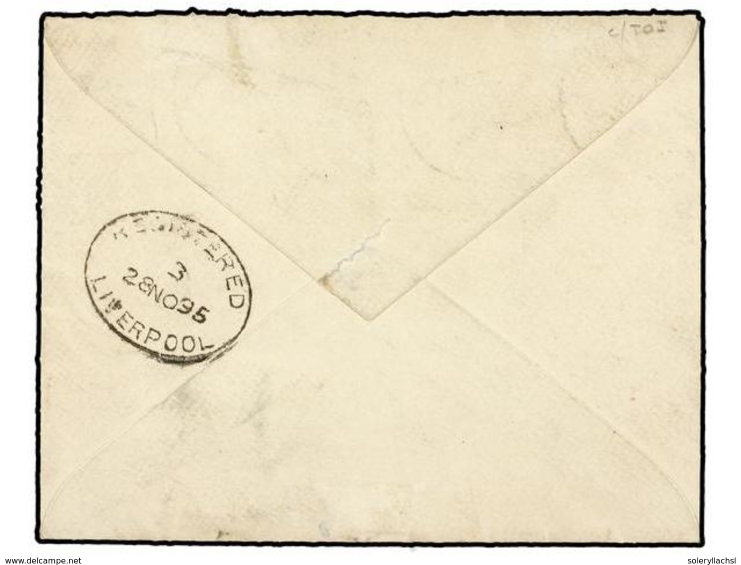 FIJI. Sg.76, 77, 78. 1895 (Oct. 15th). Small, Attractive Envelope Registered From SUVA To LIVERPOOL Bearing 1/2d. Slate- - Sonstige & Ohne Zuordnung