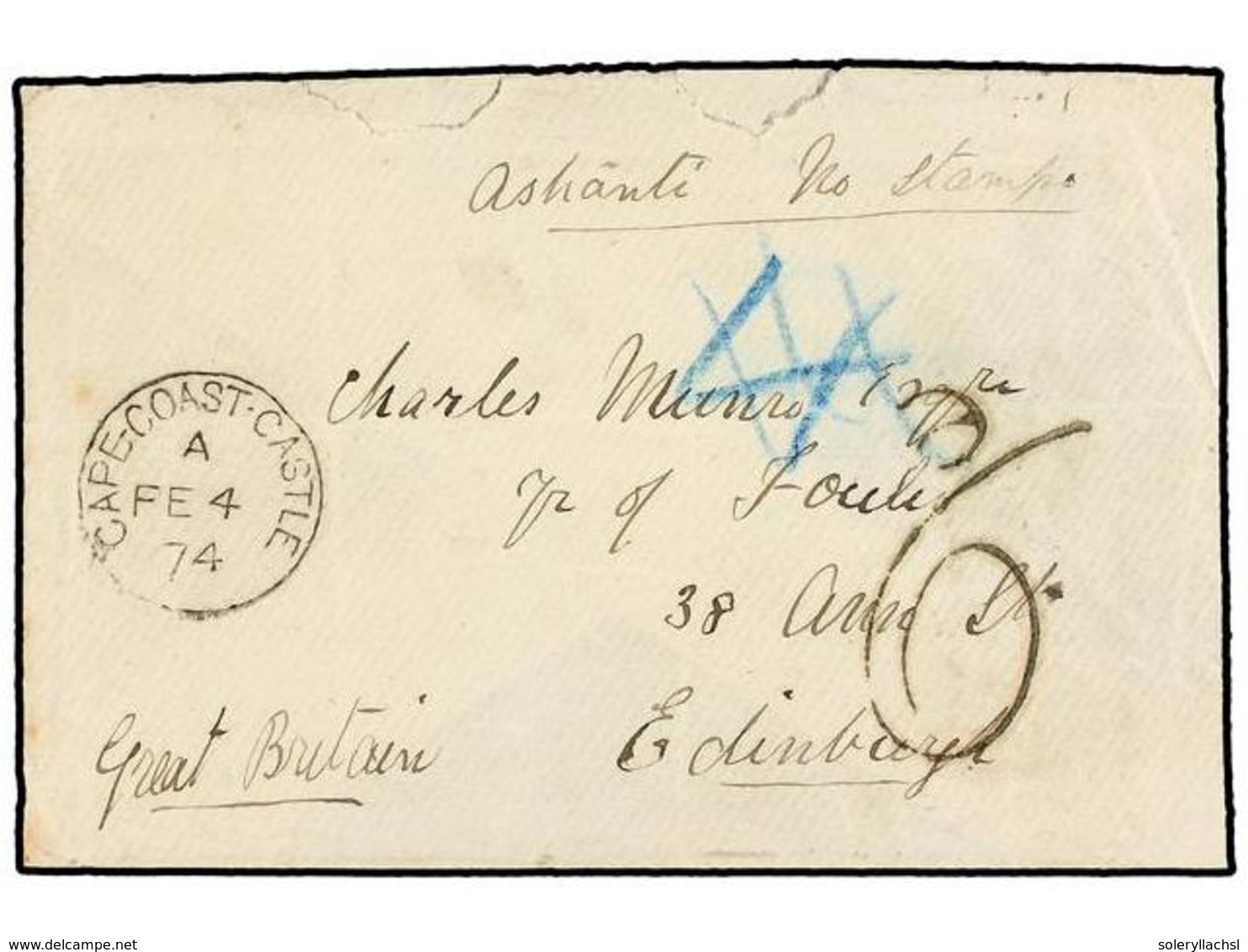 COSTA DE ORO. 1874. ASHANTI WARS. Envelope (without Contens) Send To EDIMBOURG From An Officer With Wolsey's Expeditiona - Otros & Sin Clasificación