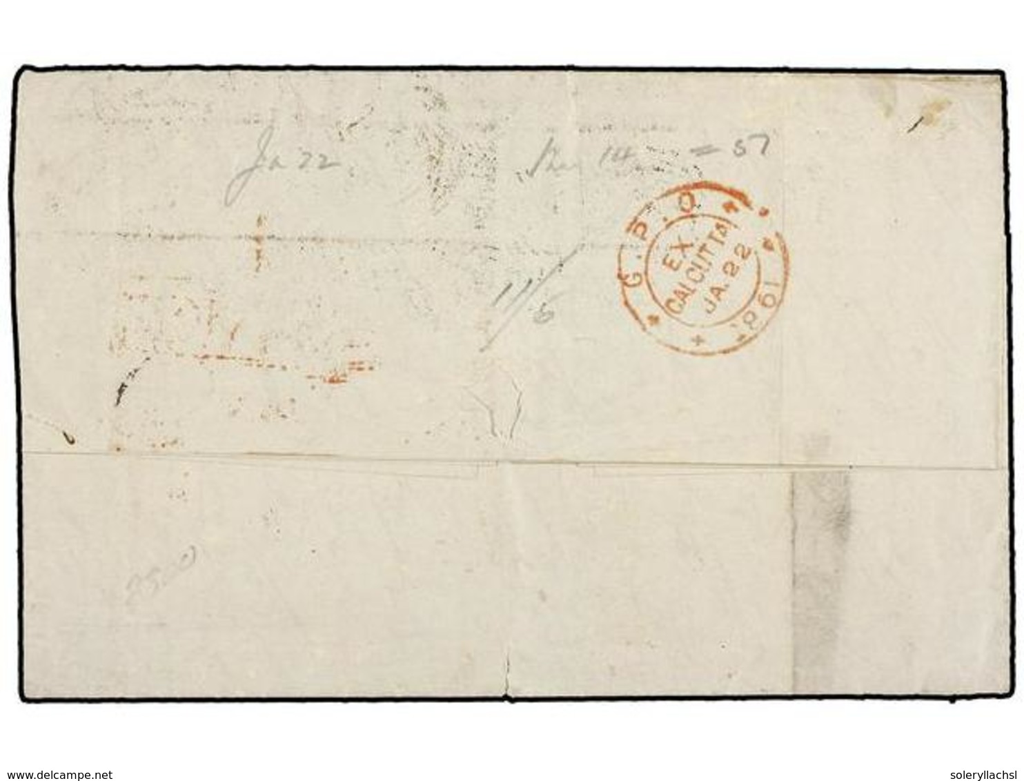 INDIA INGLESA. Sg.36, 37, 39, 41. 1861. CALCUTTA To NEW YORK. Entire Letter Franked With 1/2 A., 1a., 2a. And 8a. Stamps - Other & Unclassified