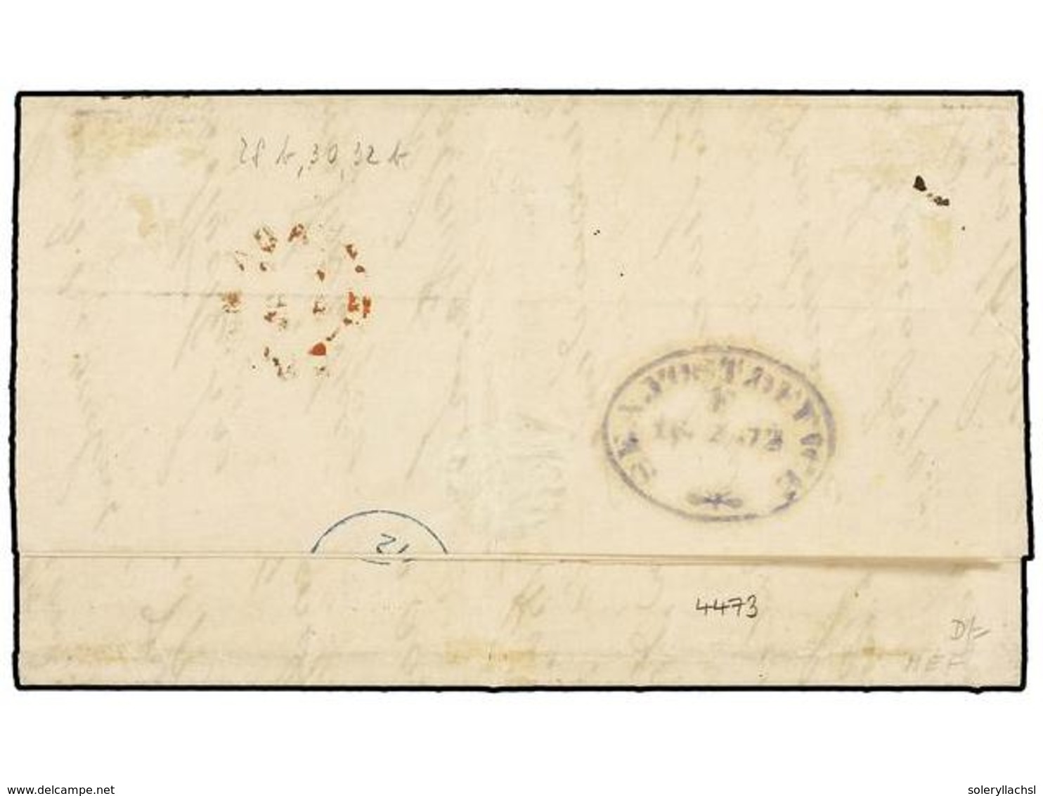 MAURICIO. Sg.59, 62, 64. 1872. MAURITIUS To COCANADA (French India). Entire Letter (in French) Endorsed "P. Steamer Via  - Sonstige & Ohne Zuordnung