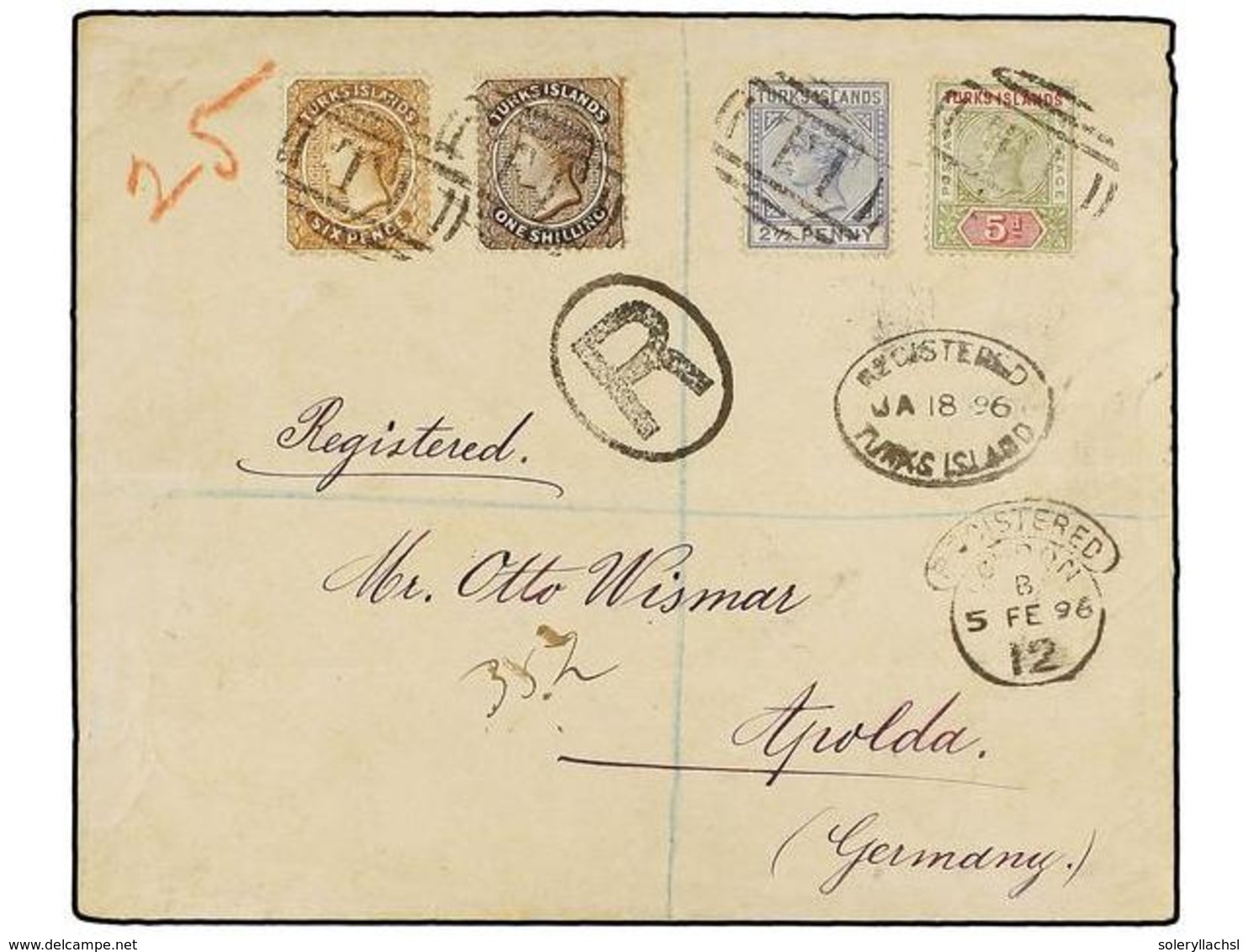 TURQUIA. Sg.59, 60, 65, 72. 1896. TURKS To GERMANY. Nice Franking On Registered Cover, Arrival On Reverse. - Other & Unclassified