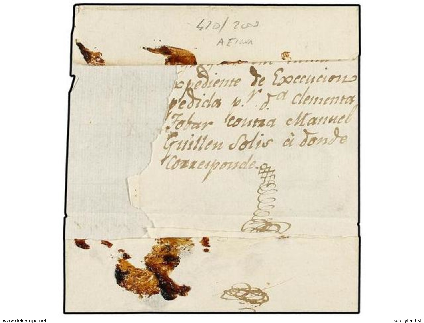 GUATEMALA. 1812 (30 Abril). QUEZALTENANGO A COMITAN. Marca F VII/QUEZAL/TENANGO En Rojo (nº 3). Al Dorso Manuscrito "se  - Other & Unclassified