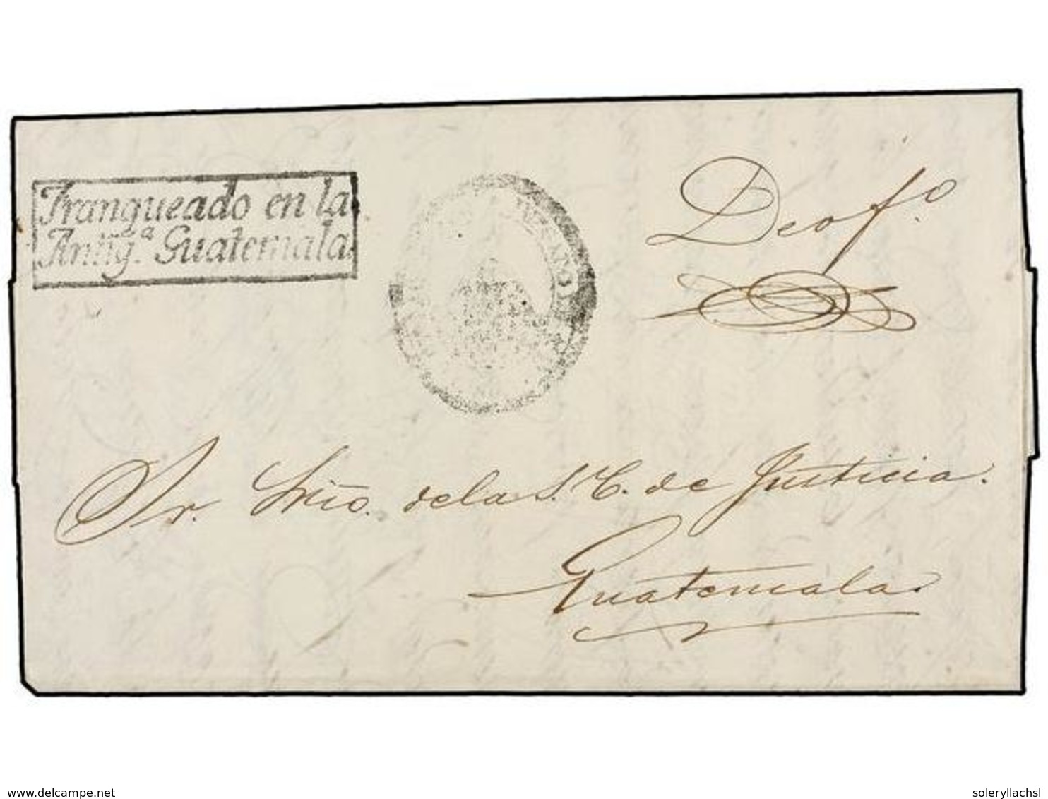 GUATEMALA. (1840 CA.). ANTIGUA GUATEMALA A GUATEMALA. Marca FRANQUEADO EN LA/ANTIG. GUATEMALA Y Manuscrito "De Oficio".  - Otros & Sin Clasificación