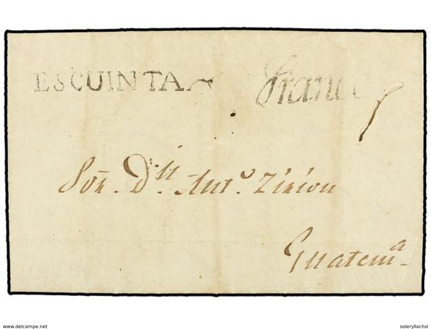 GUATEMALA. 1856. ESCUINTA A GUATEMALA. Carta Completa Con Texto, Marcas ESCUINTA Y FRANCO. - Autres & Non Classés