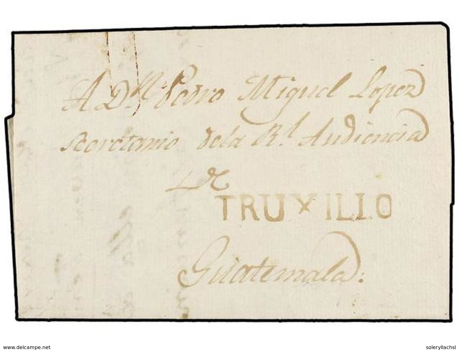 HONDURAS. 1814. TRUXILLO A GUATEMALA. Envuelta Fechada En El Interior, Marca Lineal TRUXILLO En Tinta De Escribir (nº 2) - Autres & Non Classés