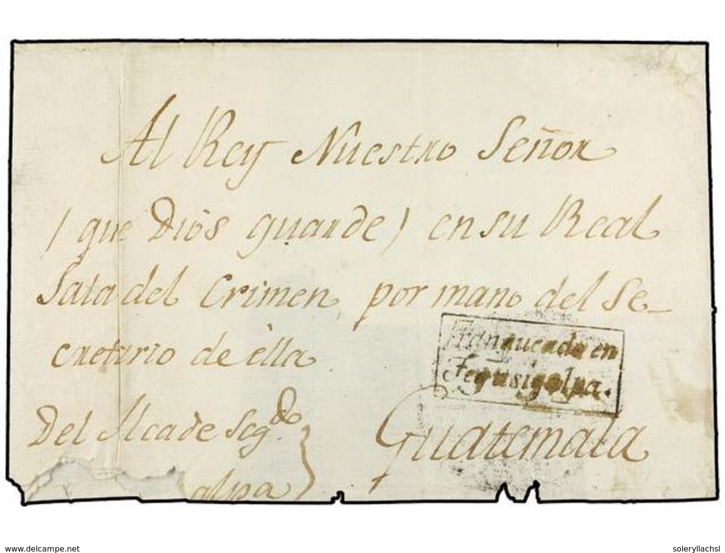 HONDURAS. (1815 CA.). FRONTAL (con Parte De La Envuelta Posterior) Circulado A GUATEMALA. Marca FRANQUEADO EN/TEGUCIGALP - Otros & Sin Clasificación