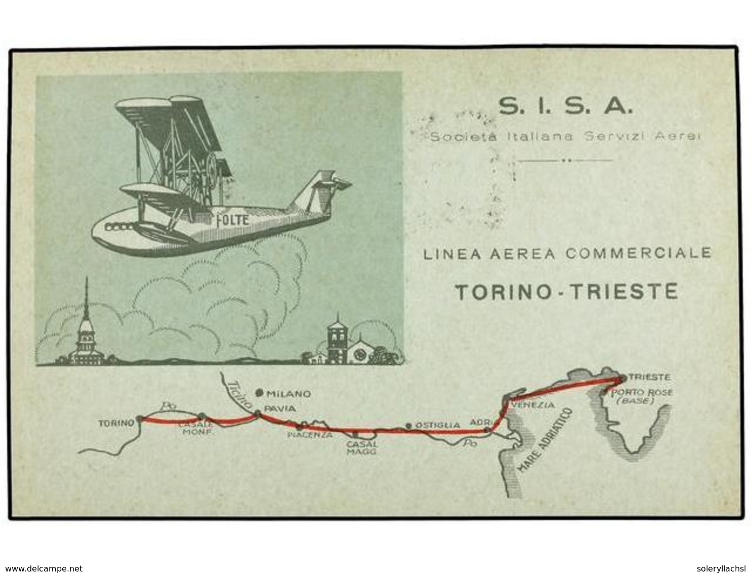 ITALIA. 1926 (5-4). TRIESTE A MILANO. Primer Vuelo TRIESTE-PAVIA (Lo. 26TSK). - Autres & Non Classés