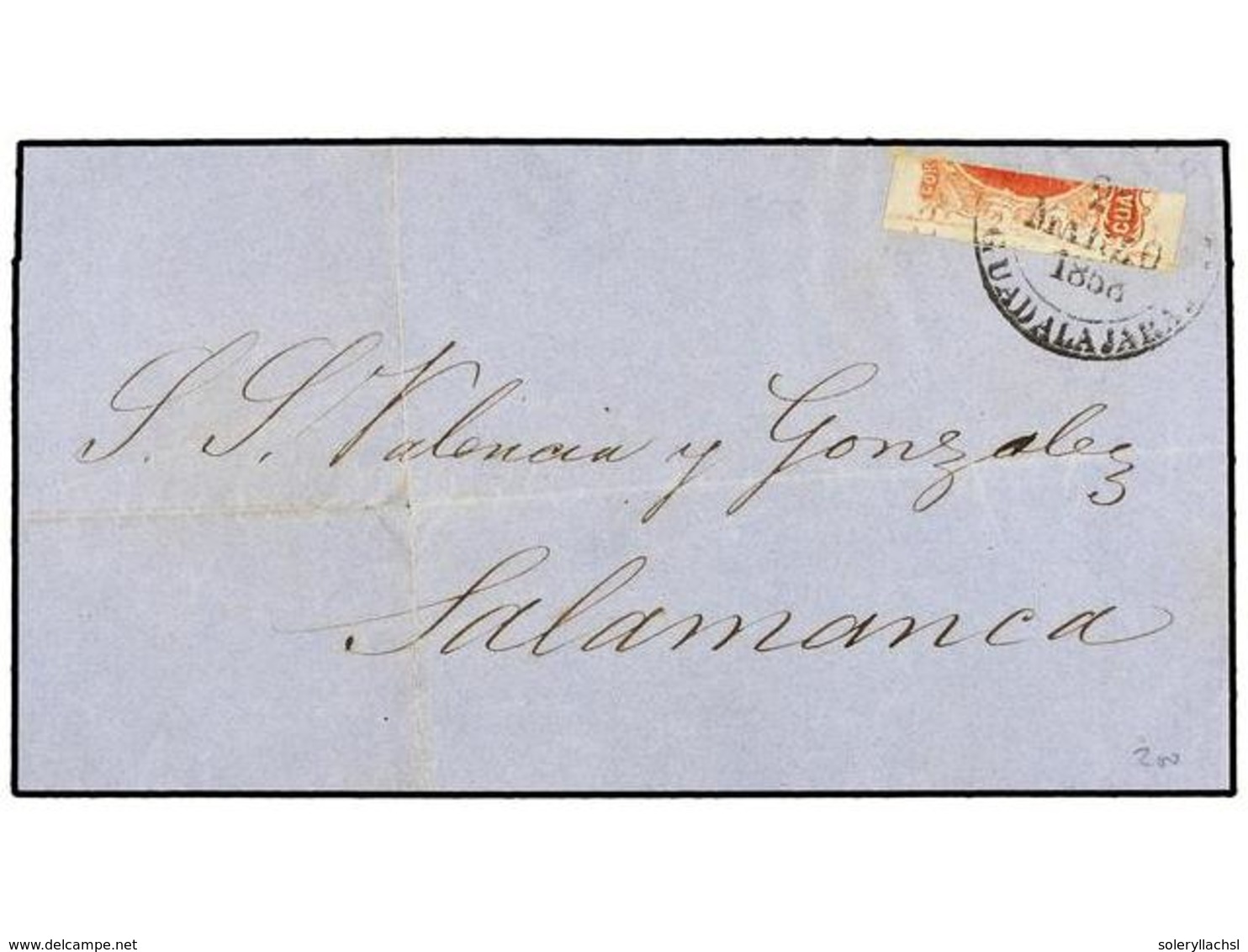 MEXICO. Sc.4a. 1858. GUADALAJARA A SALAMANCA. 4 Reales Rojo, Mitad Vertical De Sello Para Ser Usado Como 2 Reales, Mat.  - Other & Unclassified