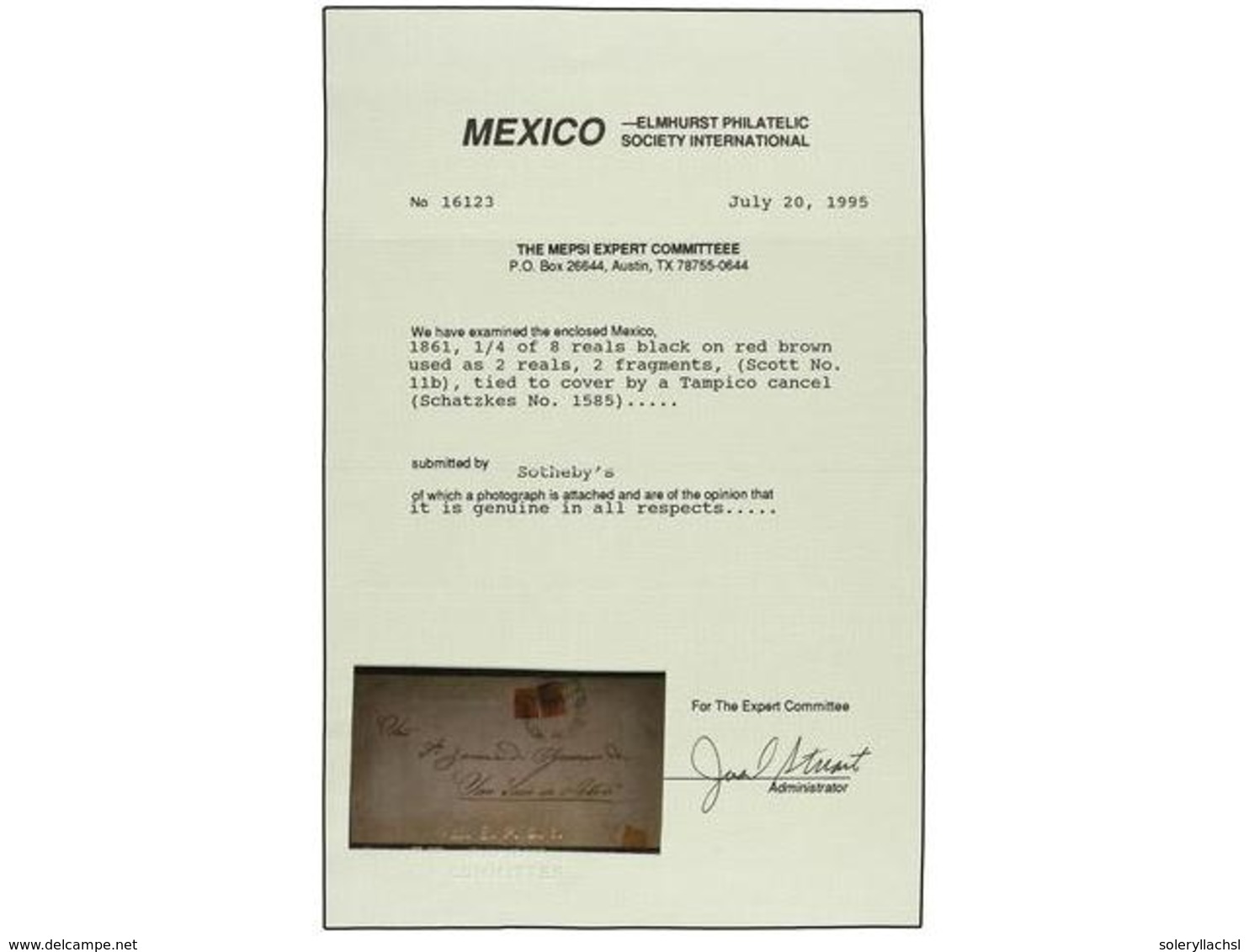 MEXICO. Sc.11b. 1861. BURDEOS (Francia) A SAN LUIS POTOSI (México). Carta Completa Circulada Privadamente Hasta TAMPICO  - Autres & Non Classés