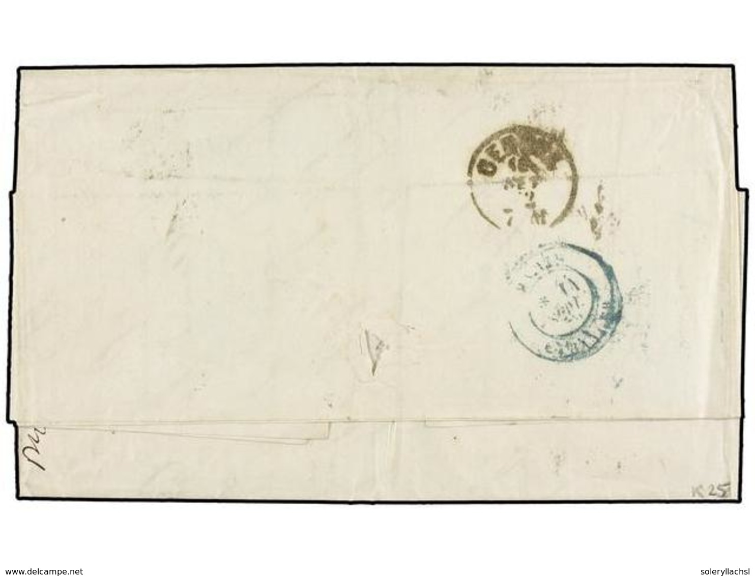 MEXICO. 1872. VERACRUZ A GÉNOVA. Circulada Con Sellos De 12 Ctvos. Azul Y 25 Ctvos. Rojo, Fechador Octogonal VERACRUZ/PA - Other & Unclassified