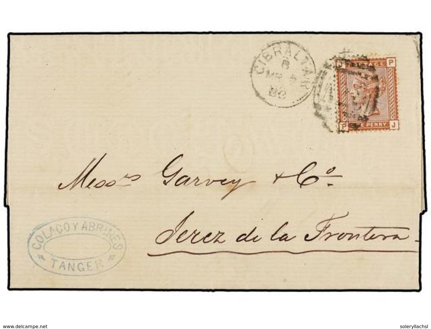 MARRUECOS INGLES. 1888. TANGIER To SPAIN. Entire Letter Franked With GB 1 D. Stamp Tied By Duplex GIBRALTAR/A 26. Rare P - Other & Unclassified
