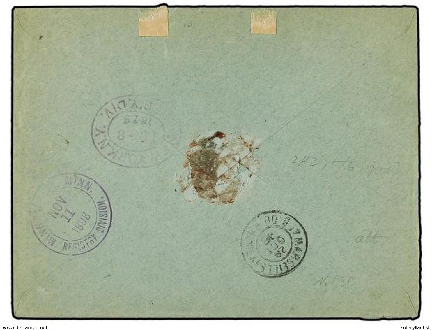 MARRUECOS. 1898. TANGER A U.S.A. 5 Cts. Verde (2), 25 Cts. Negro Y 50 Cts. Rojo. Carta Certificada Con AR Al Dorso Llega - Autres & Non Classés