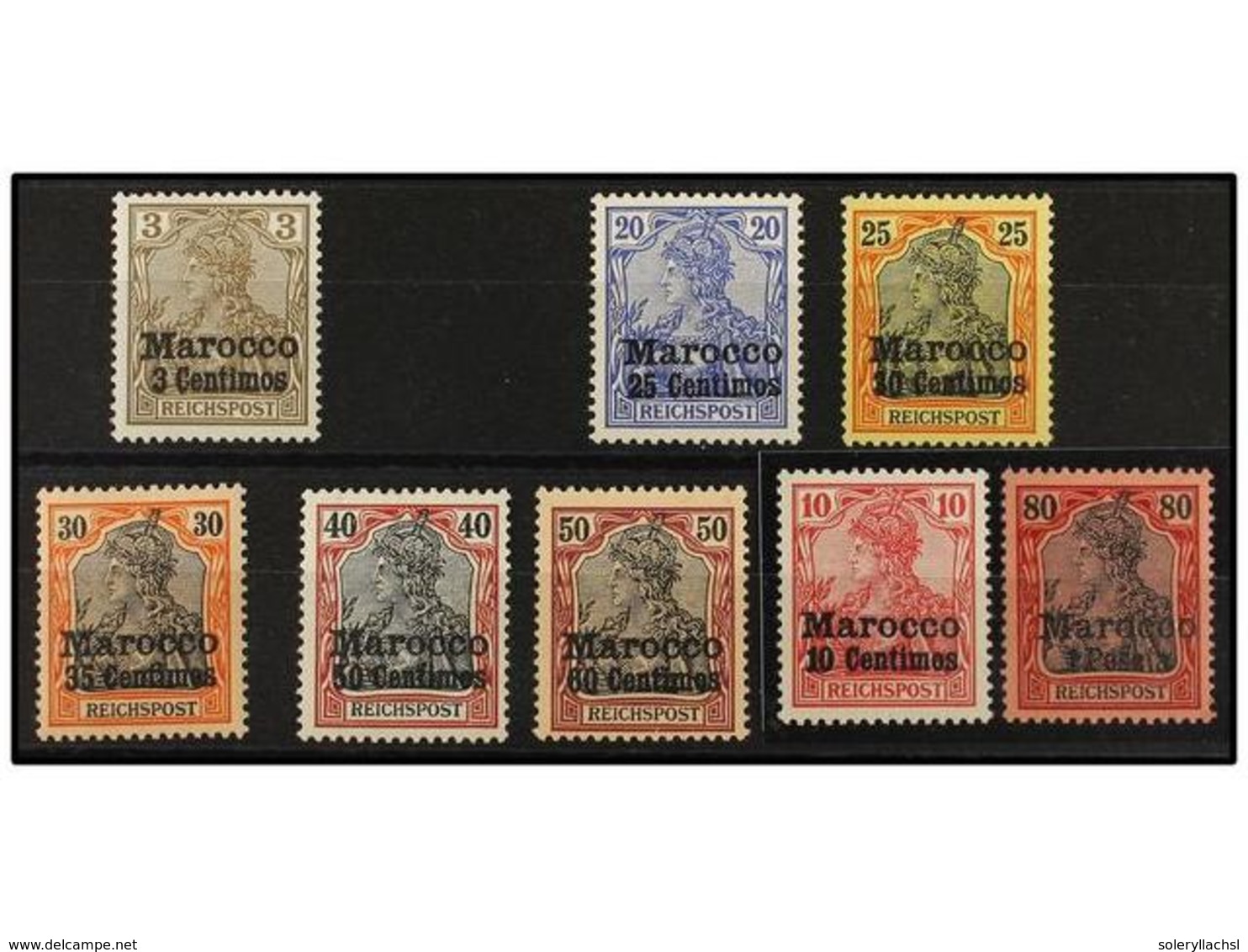 ** MARRUECOS ALEMAN. Mi.7II/15II. 1903. NO EMITIDA. Serie Completa, Excelente Calidad. LUJO. Cert. H. BOTHE. Cat. 6.000€ - Autres & Non Classés