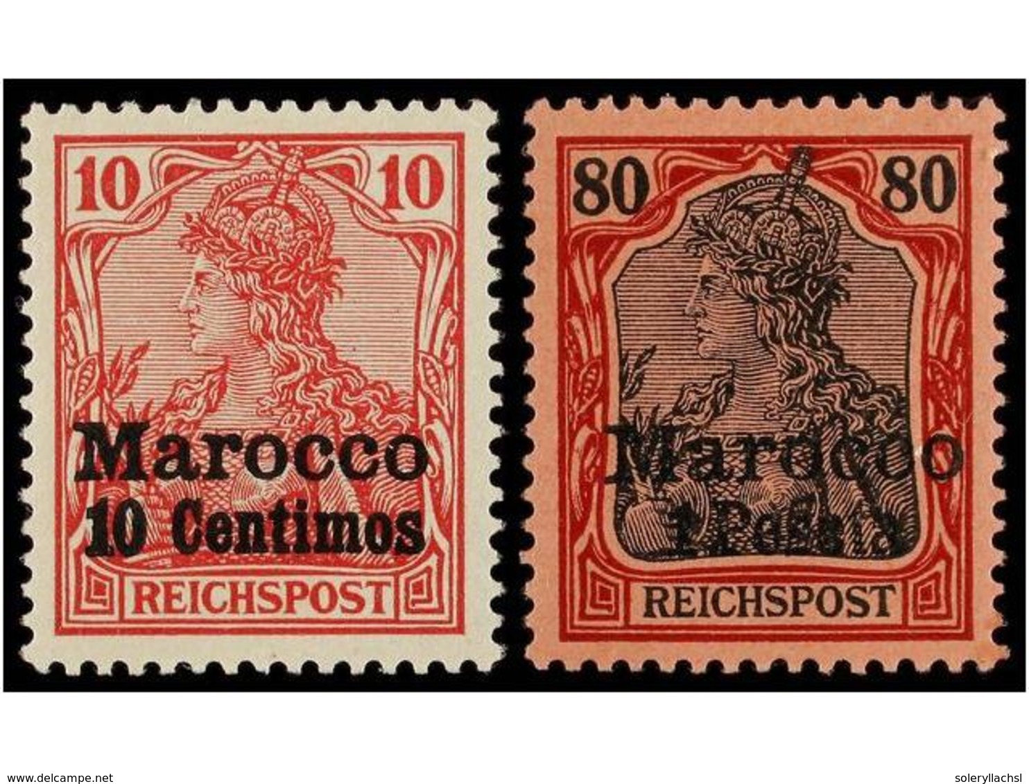 ** MARRUECOS ALEMAN. Mi.7II/15II. 1903. NO EMITIDA. Serie Completa, Excelente Calidad. LUJO. Cert. H. BOTHE. Cat. 6.000€ - Autres & Non Classés