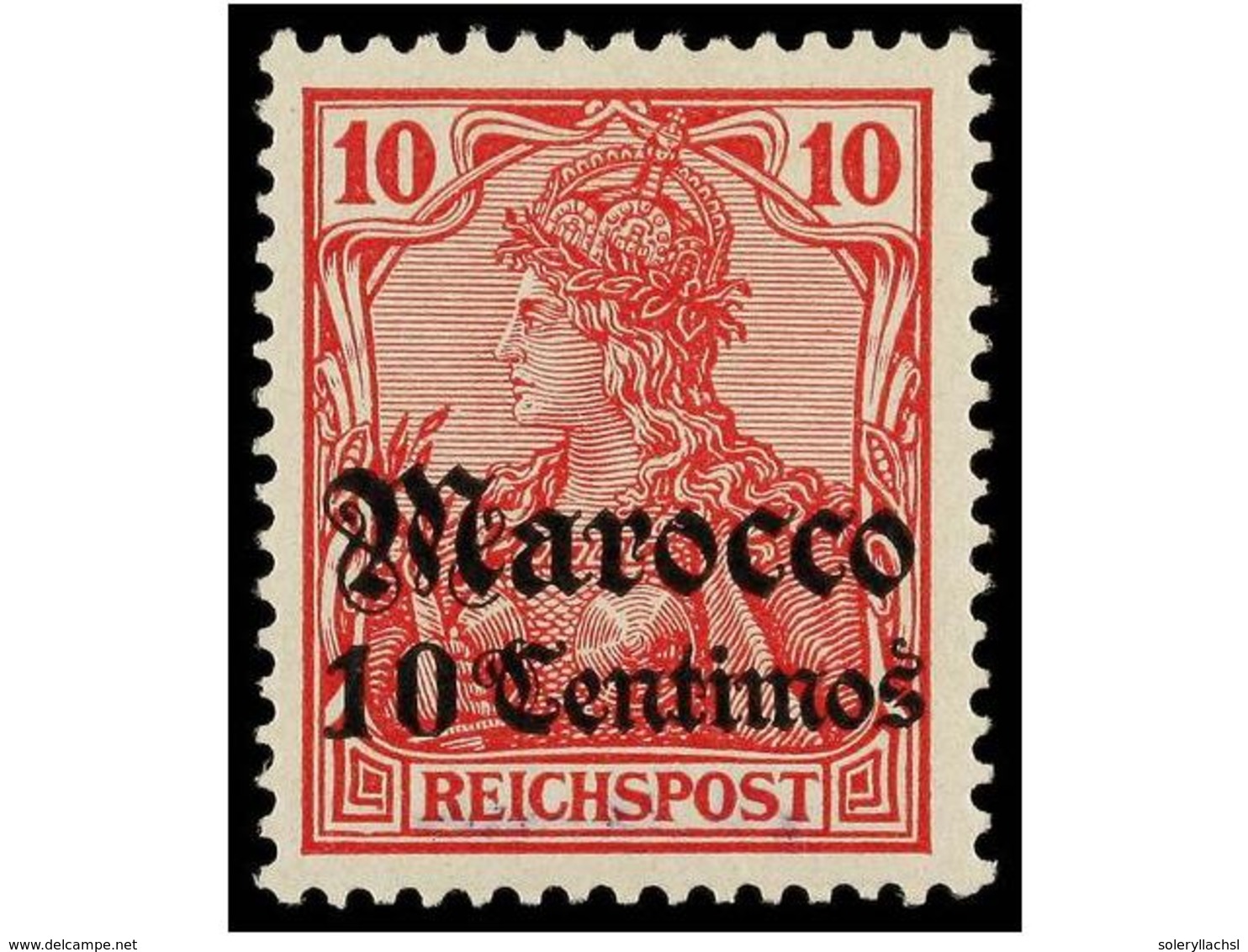 * MARRUECOS ALEMAN. Mi.20 VII. 1905. NO EMITIDO. 10 Pf. Carmín. MUY RARO, Solo Existe Una Hoja De 100 Sellos. Cat. 2.000 - Otros & Sin Clasificación