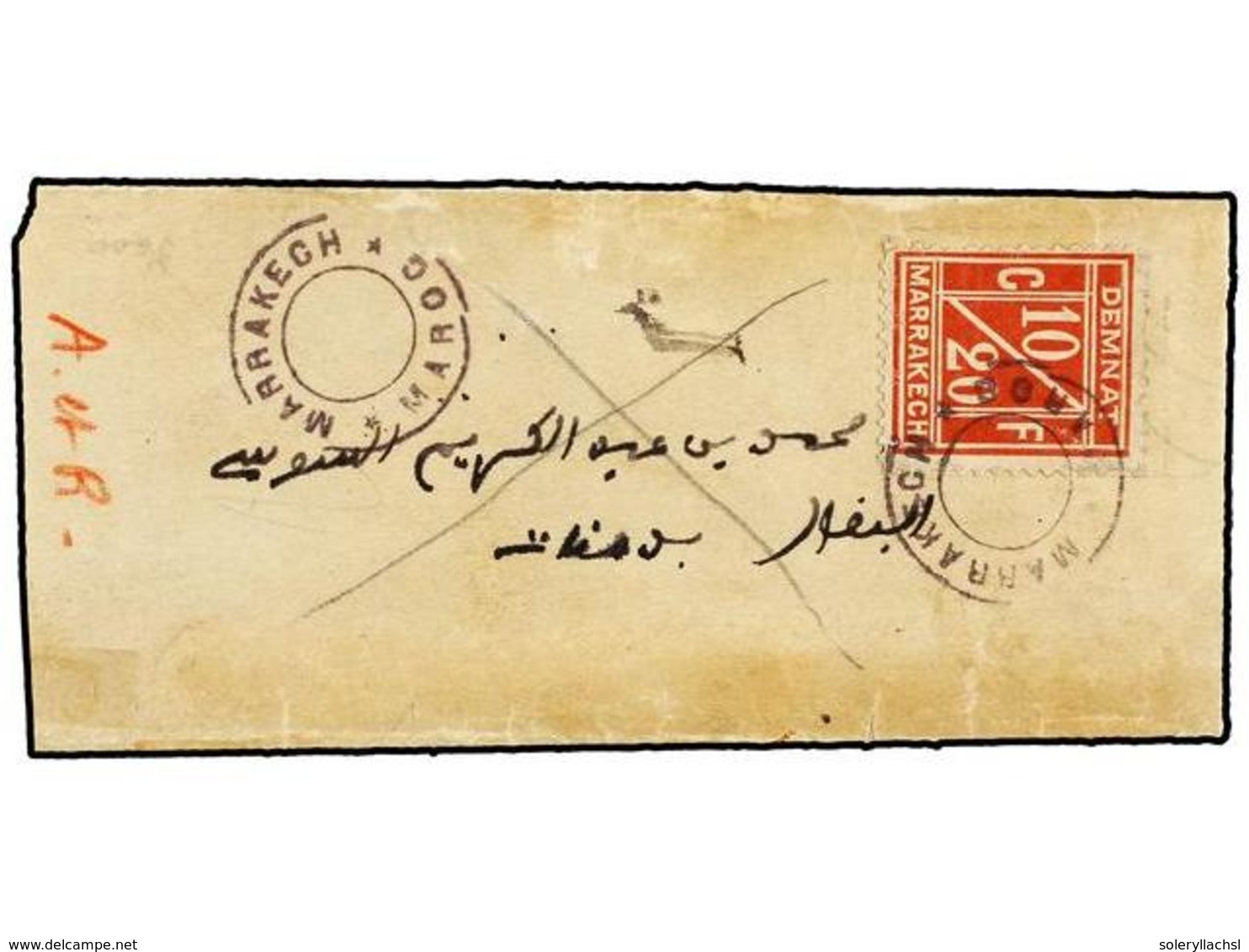 MARRUECOS: CORREO LOCAL. Yv.1. (1906 CA.). MARRAKECH A DEMNAT. Sobre Local Con Sello De 10/20 Cts. Rojo, Mat. Circular M - Autres & Non Classés